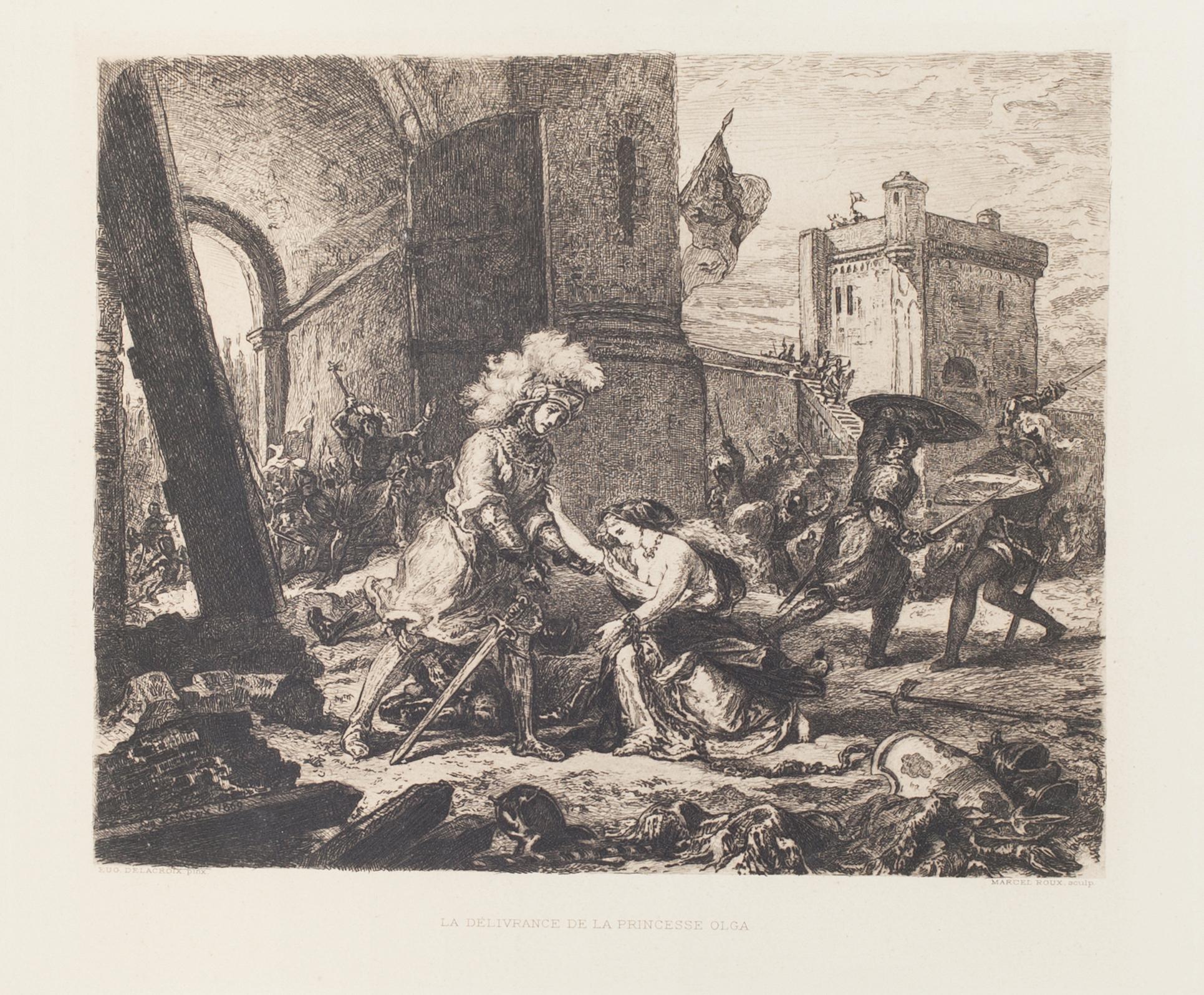 La Delivrance De La Princesse Olga - Etching by M.Roux after E. Delacroix - 1911 - Print by Eugene Delacroix