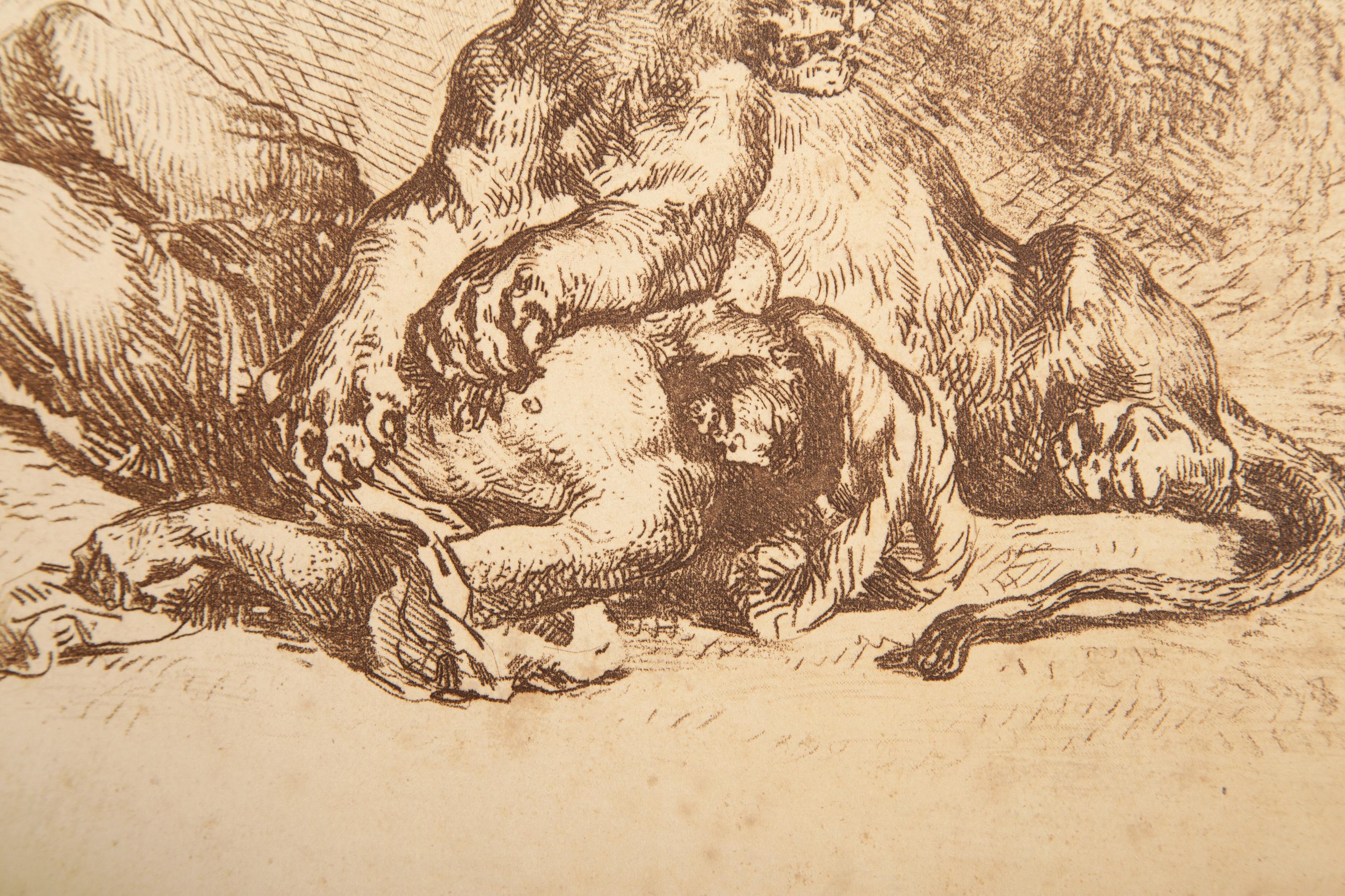 Lionne Dechirant la Poitrine d'un Arabe, Gravure moderne d'Eugene Delacroix en vente 3