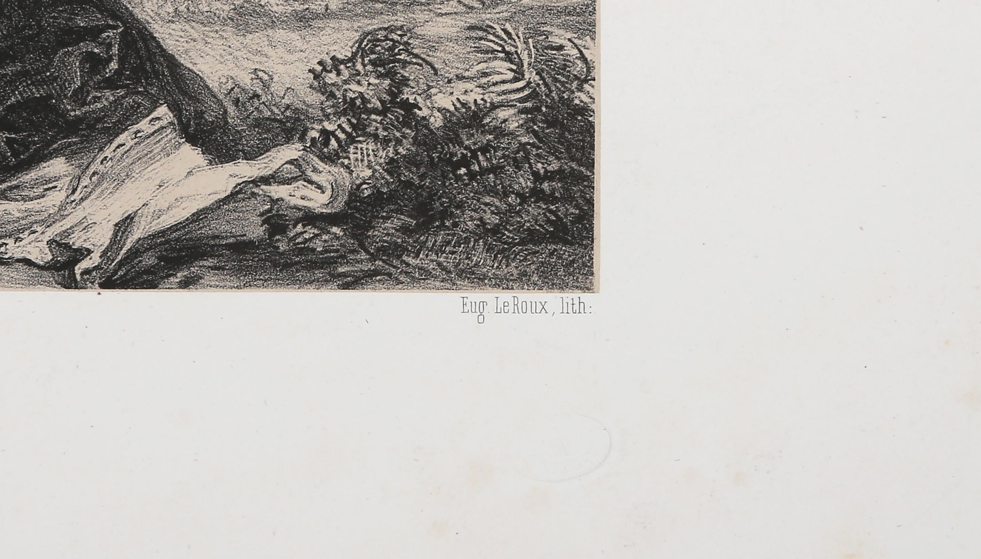 Marphise (Tire de l'Arioste), litografia di antichi maestri dopo Eugene Delacroix in vendita 1