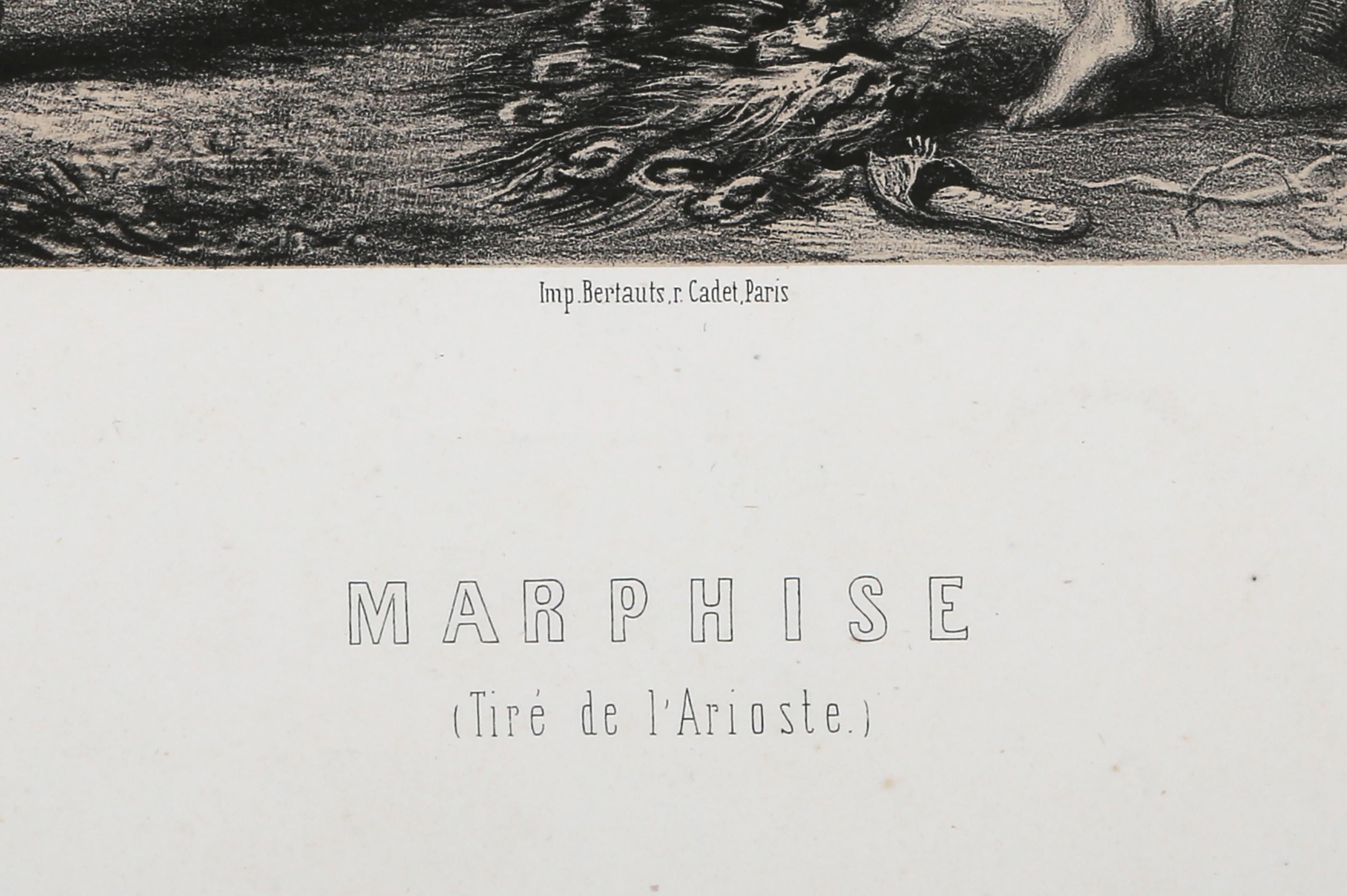 Marphise (Tire de l'Arioste), litografia di antichi maestri dopo Eugene Delacroix in vendita 2