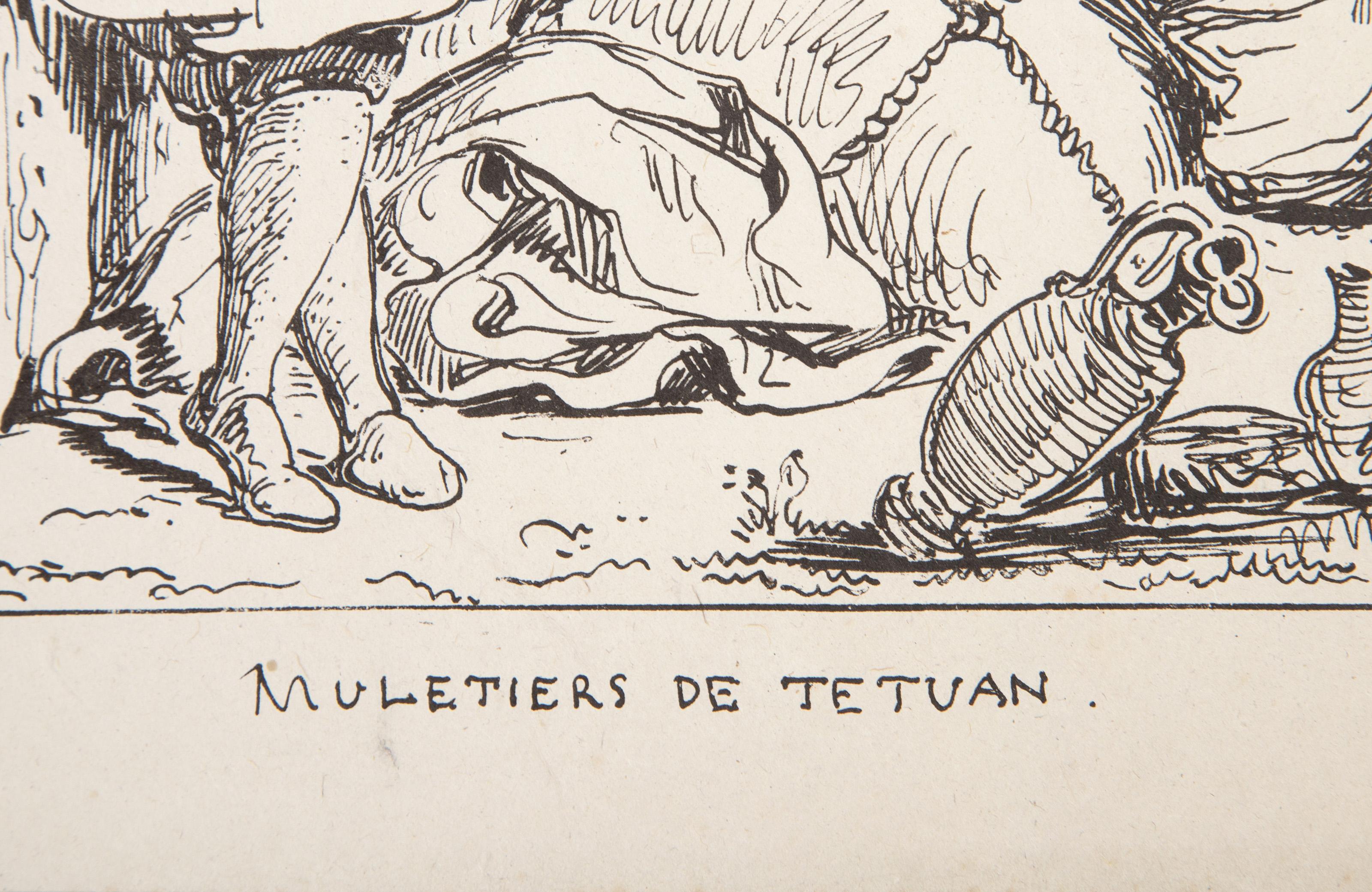 Muletiers de Tetuan, Modern Lithograph by Eugene Delacroix For Sale 2