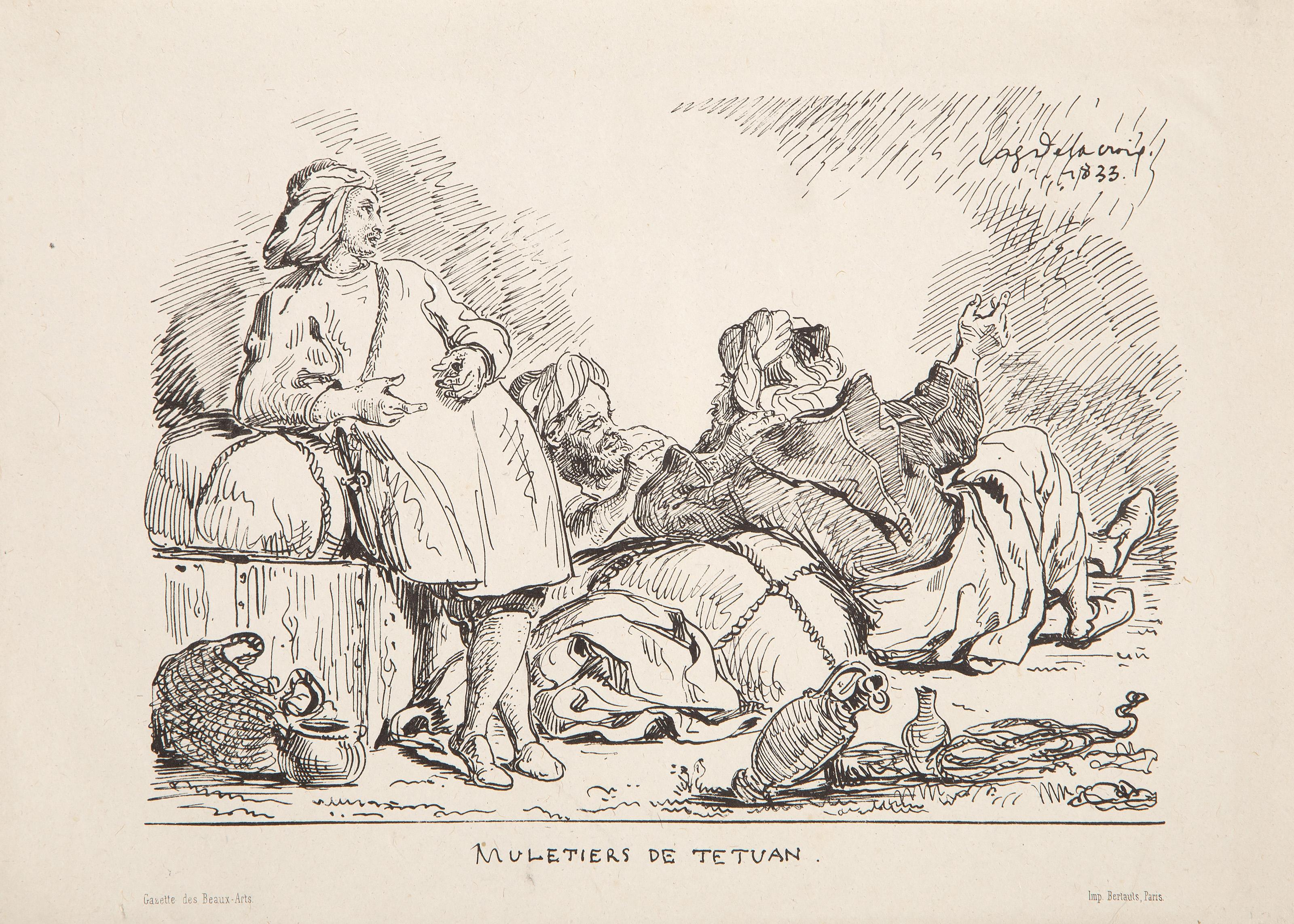 Muletiers de Tetuan, Modern Lithograph by Eugene Delacroix
