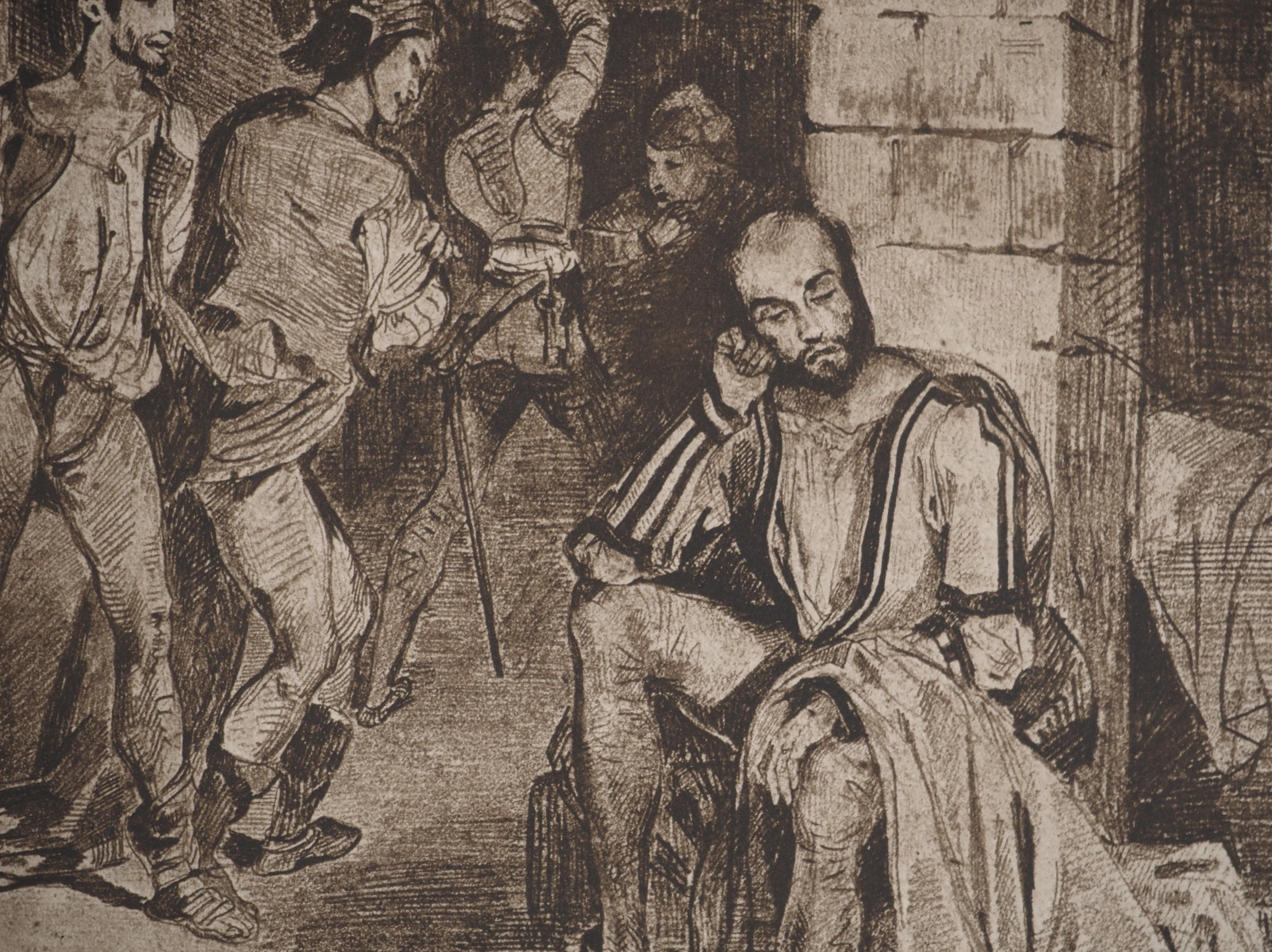 The Italian Poet Tasso in the Madhouse - Gravure à l'eau-forte - Moderne Print par Eugene Delacroix