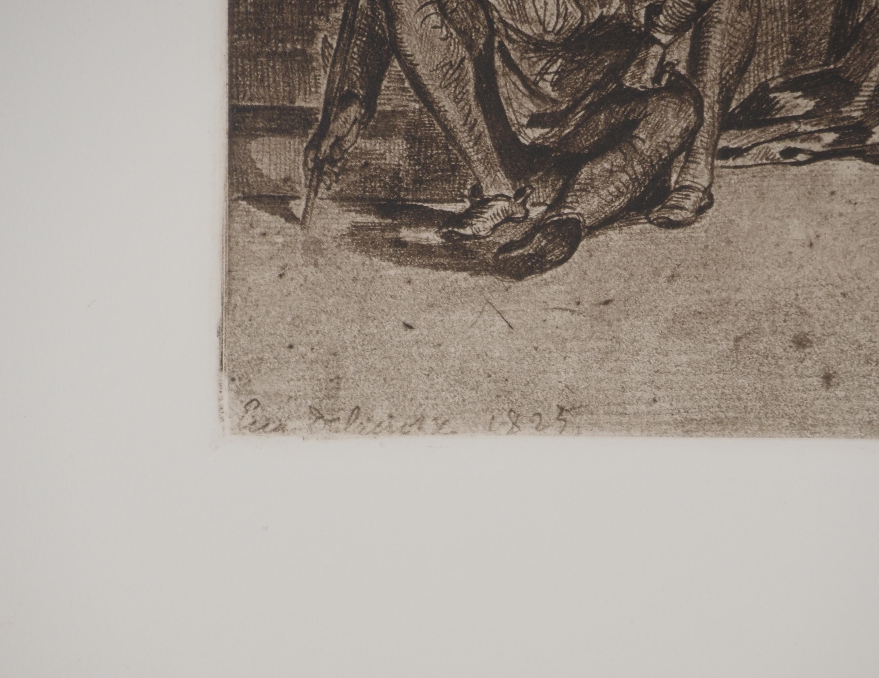 Eugène DELACROIX (1798-1863)
Tasso à la maison de fous

Gravure d'après un dessin
Signé sur la plaque
Sur vélin 38 x 50 cm

INFORMATION : En 1839, Delacroix peint son célèbre tableau 
