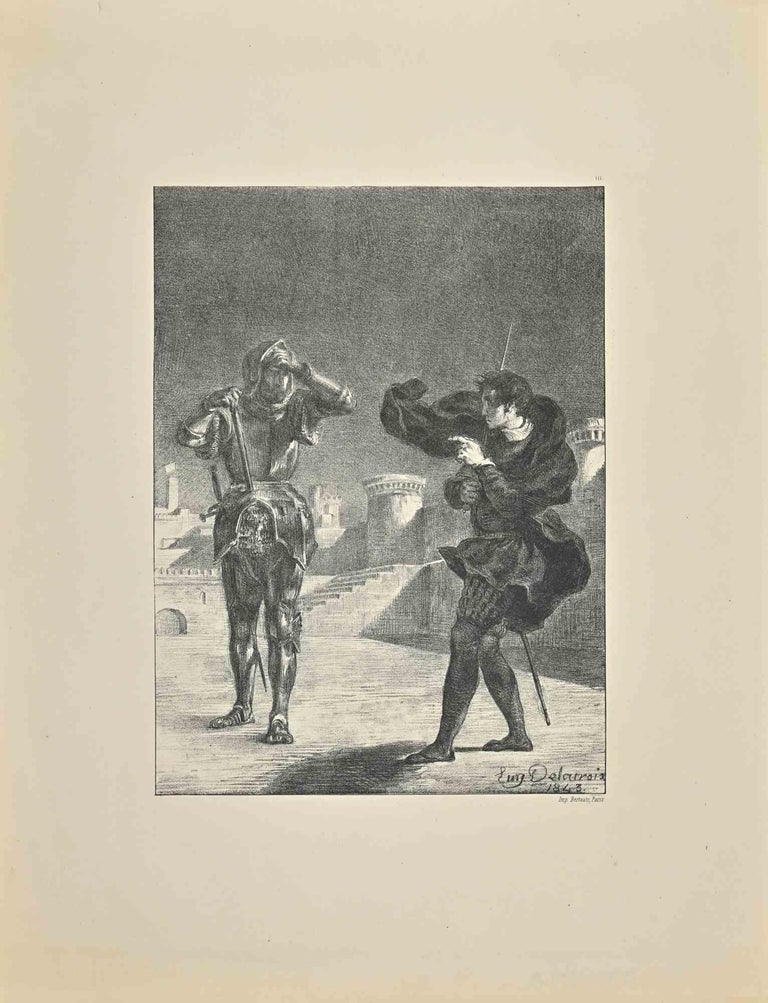 Eugène Delacroix Theatrical Scene Lithograph by Eugène Delacroix