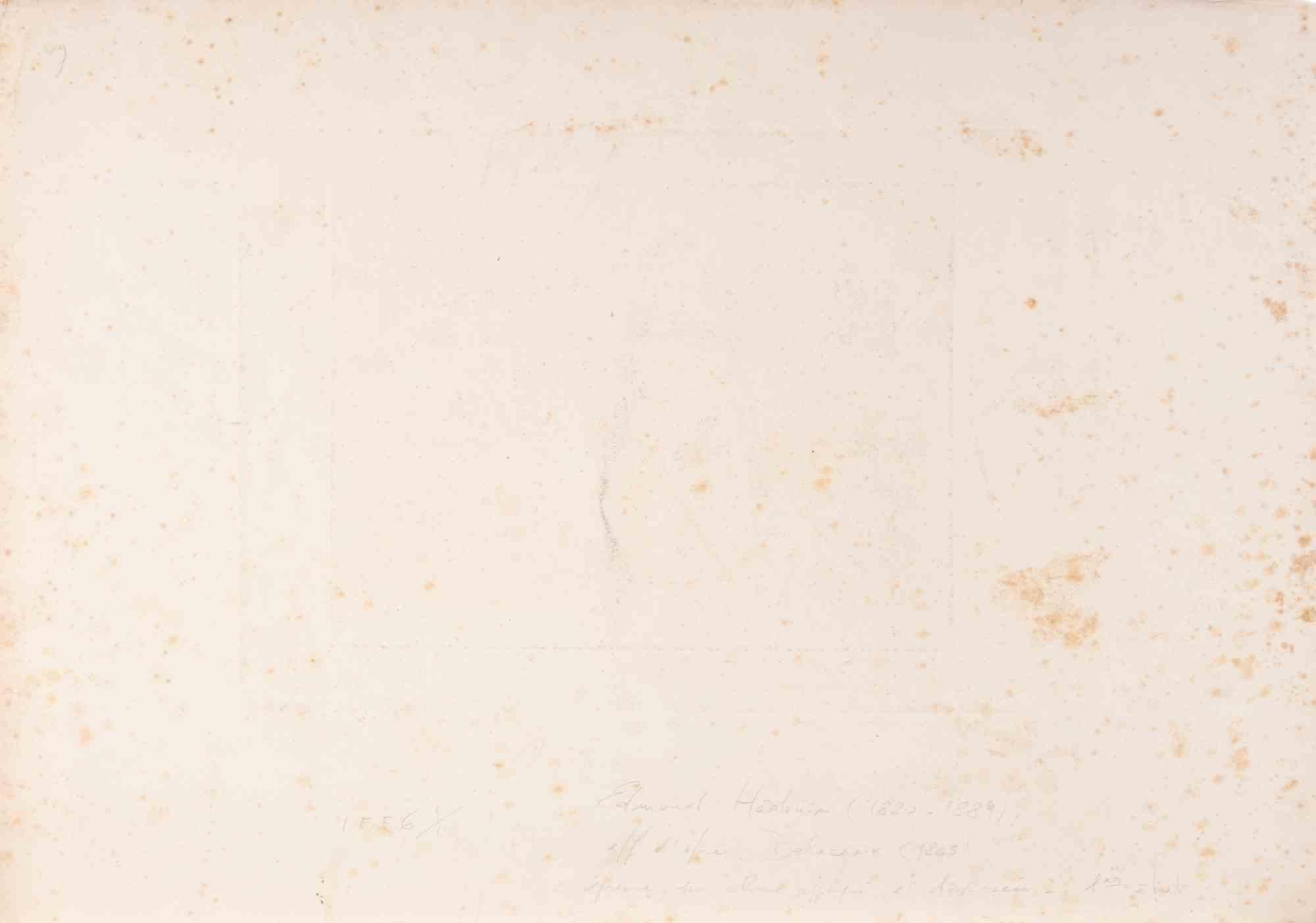 Une Pietà - Acquaforte dopo Eugène Delacroix - 1845 - Print di Eugene Delacroix