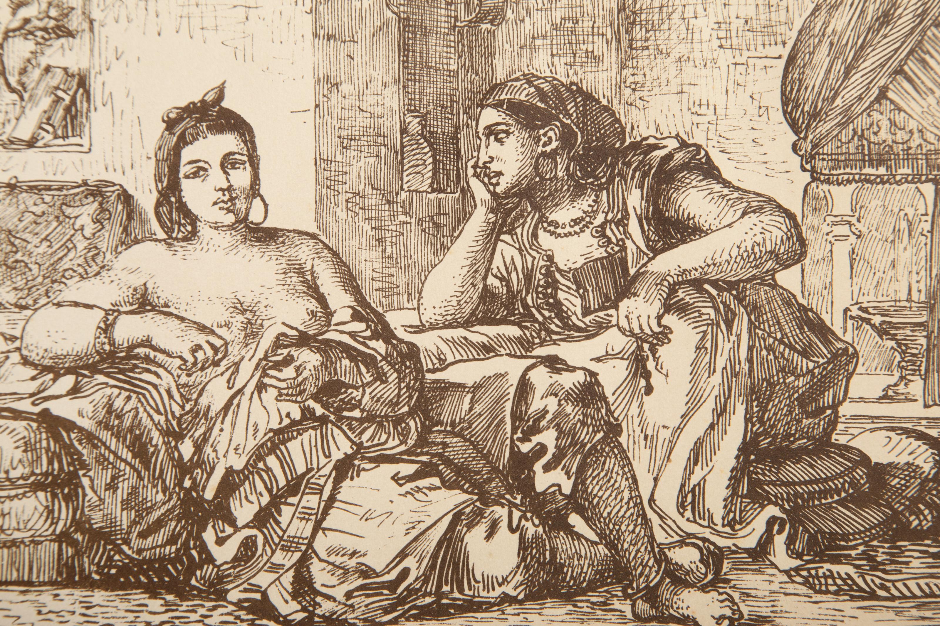 Women of Algiers (color), Modern Lithograph by Eugene Delacroix For Sale 1