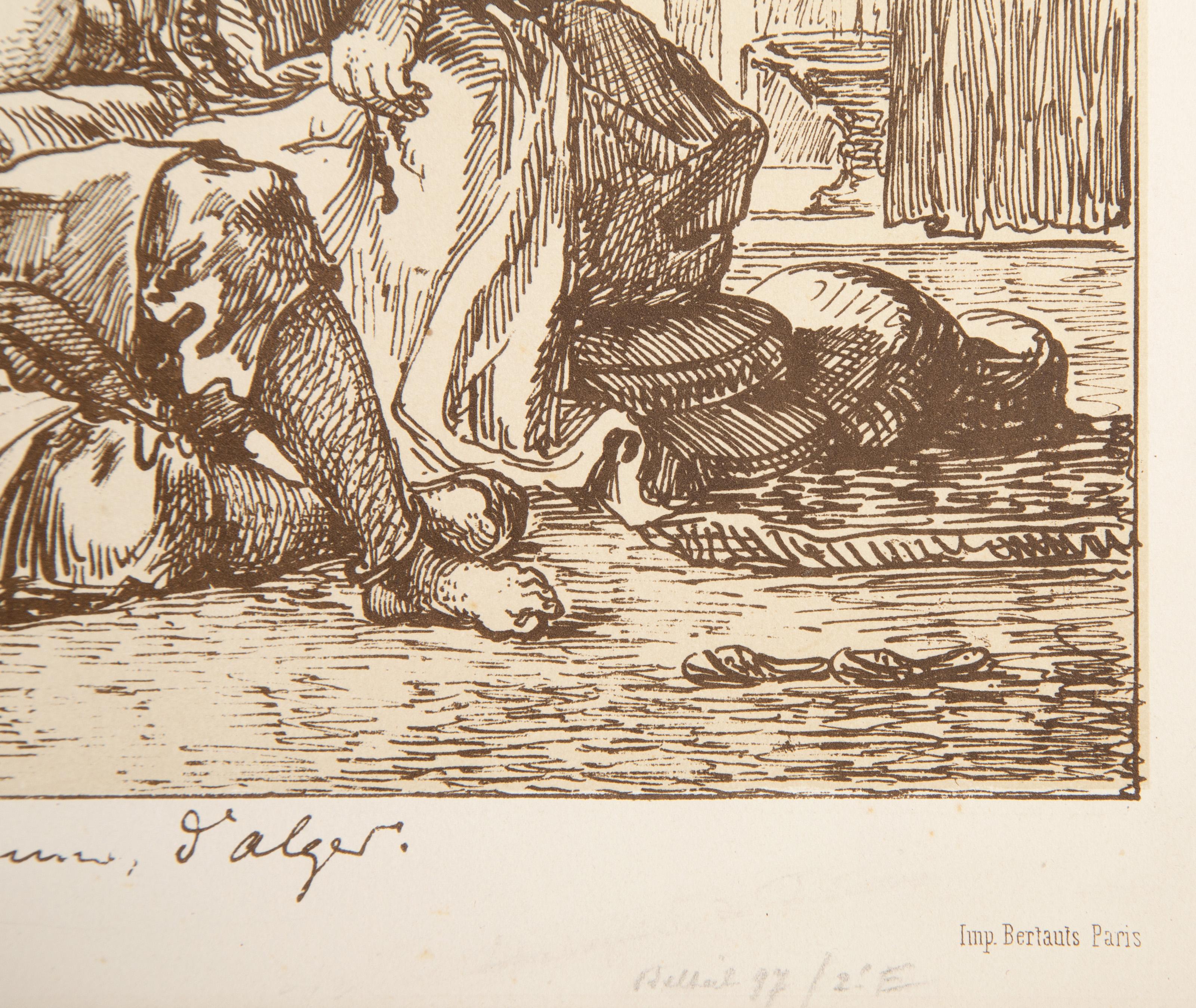 Women of Algiers (color), Modern Lithograph by Eugene Delacroix For Sale 3