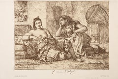 Women of Algiers (color), Modern Lithograph by Eugene Delacroix