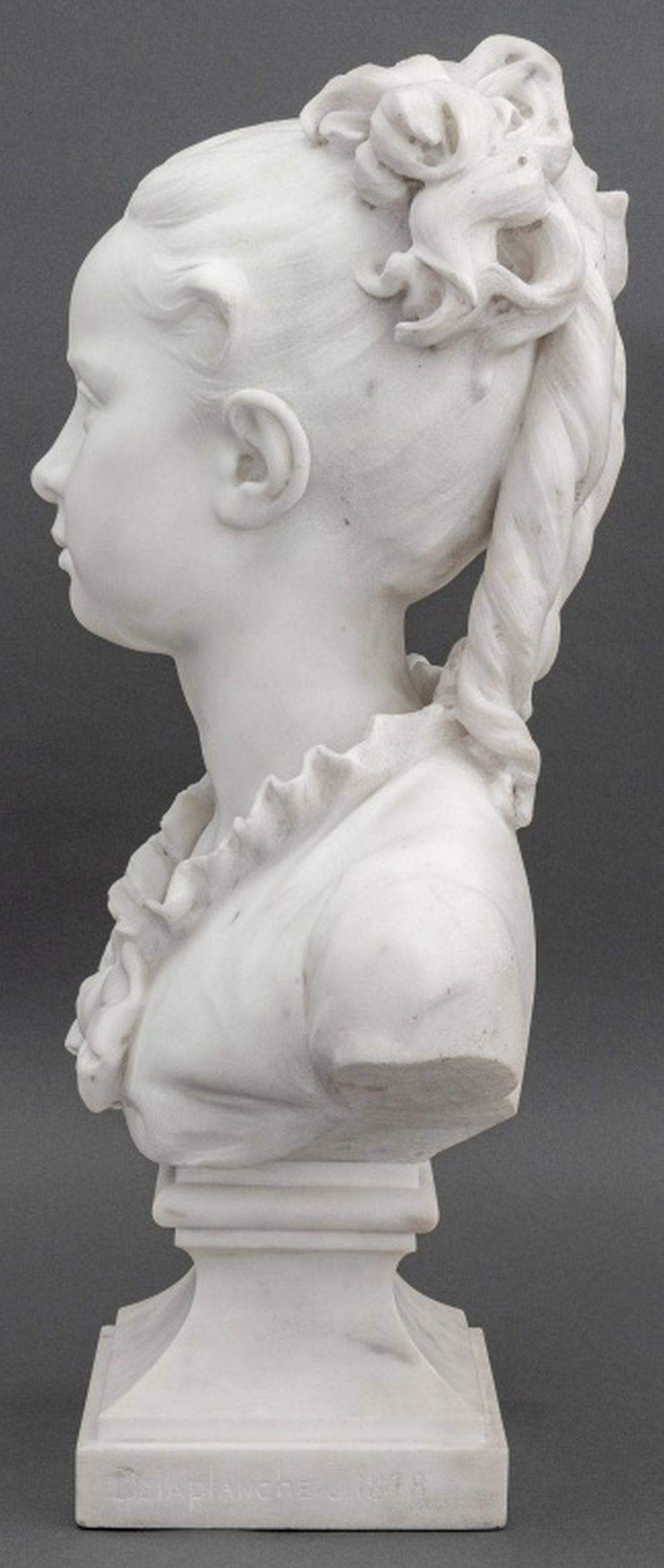 Eugène Delaplanche Buste en marbre d'une jeune fille, 1878 Bon état - En vente à Astoria, NY