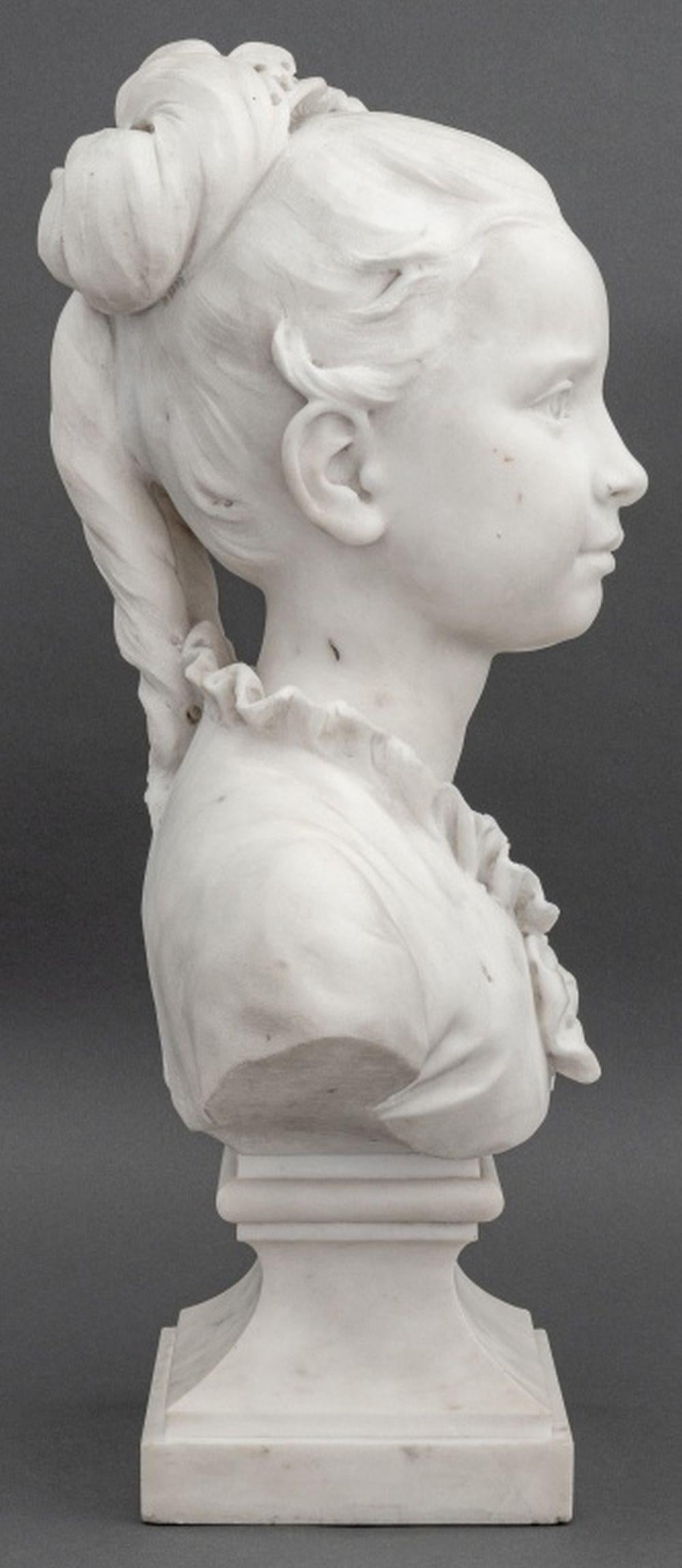 Marbre Eugène Delaplanche Buste en marbre d'une jeune fille, 1878 en vente
