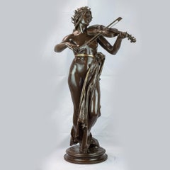 La Musique Patinated Bronze Sculpture by Delaplanche