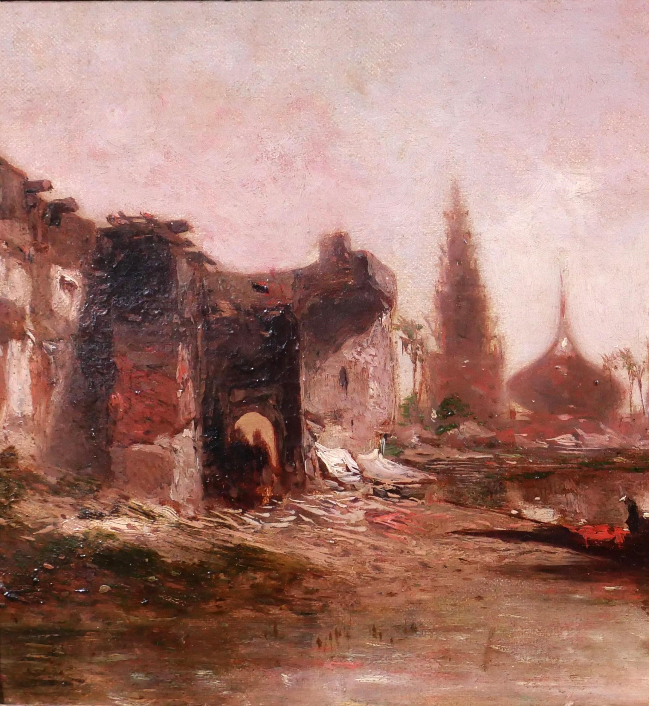 Orientalist landscape - French School Painting by Eugène Deshayes