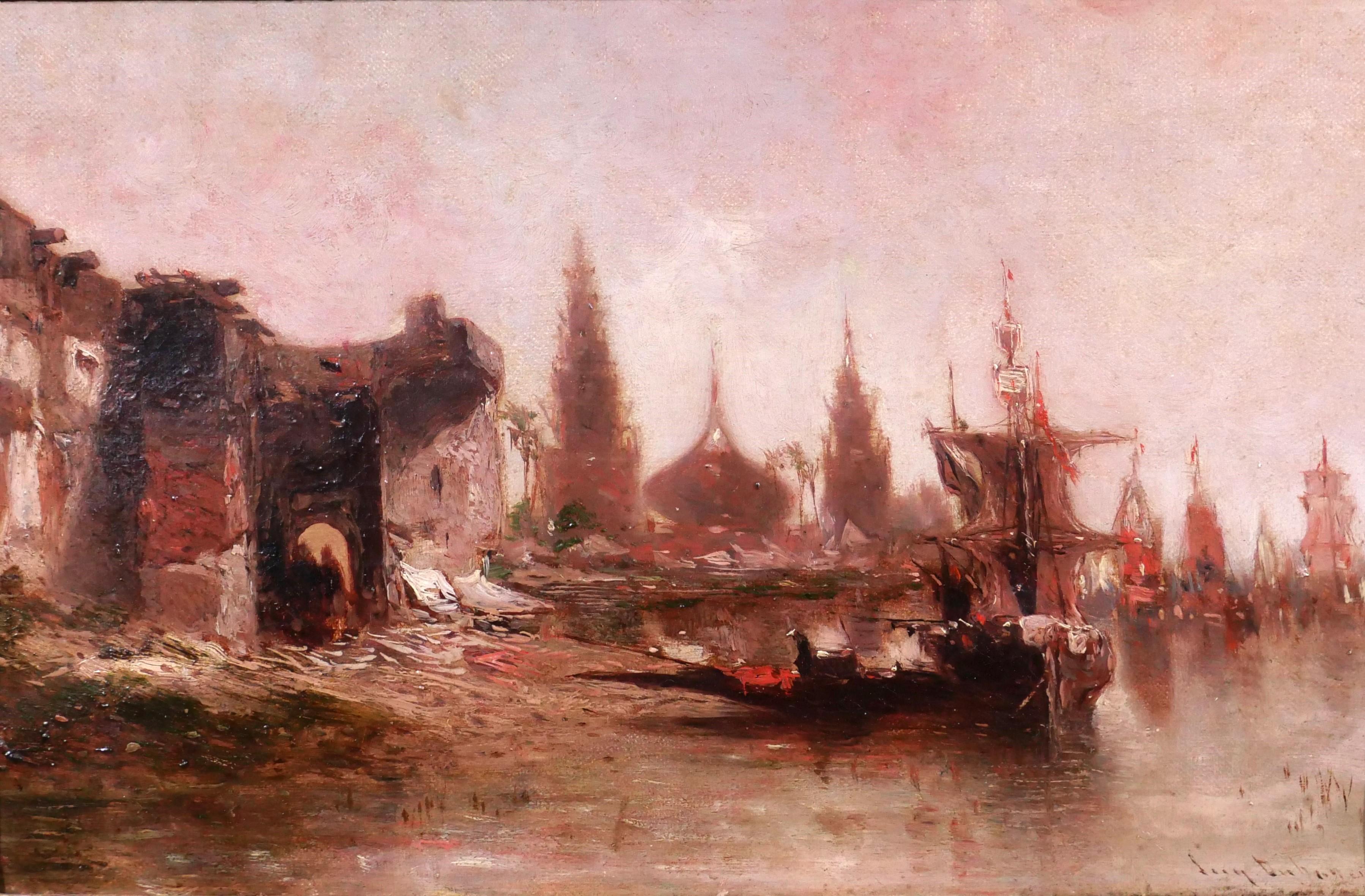 Eugène Deshayes Landscape Painting - Orientalist landscape