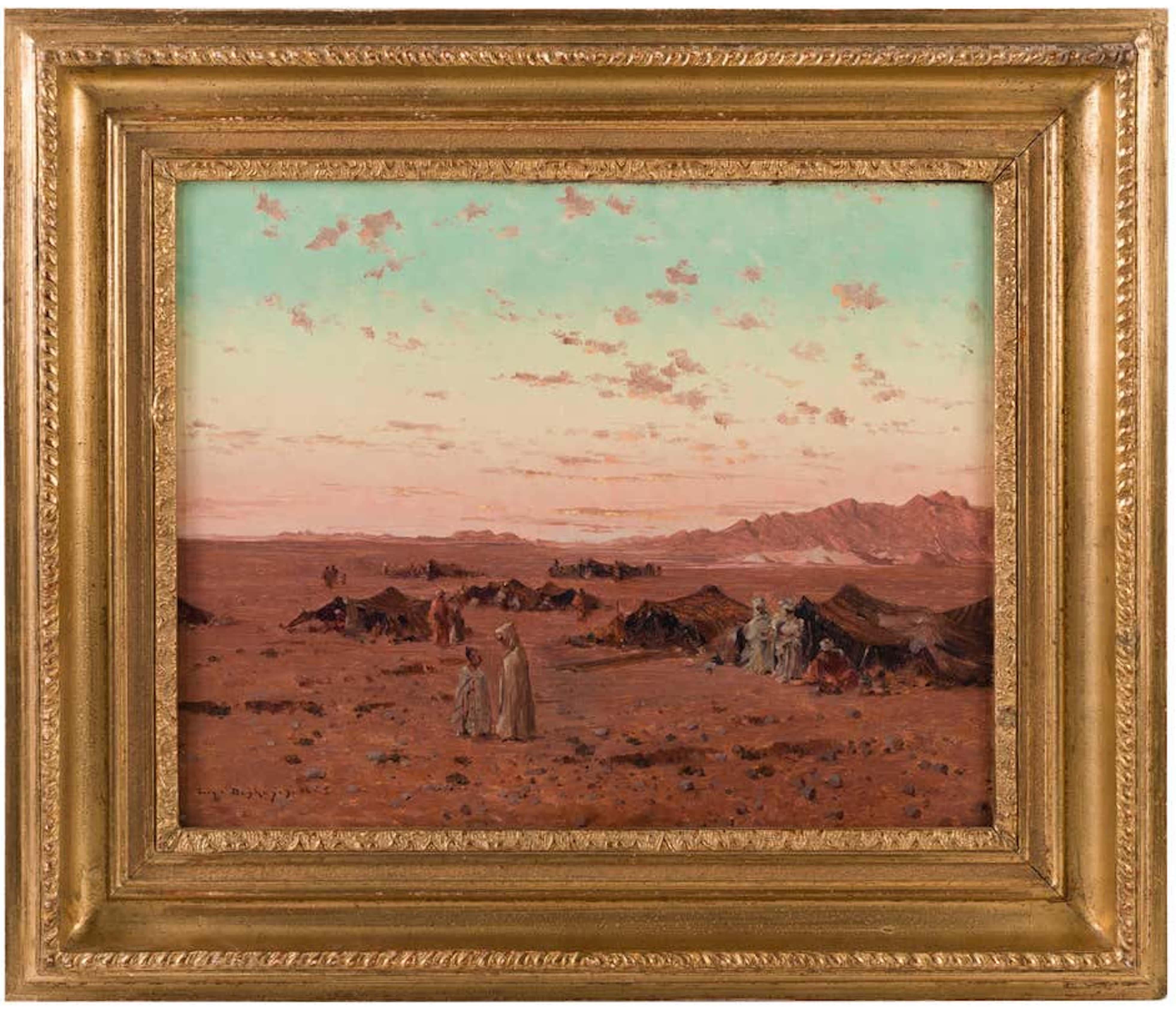 Eugène Deshayes Landscape Painting - The Bedouin Camp