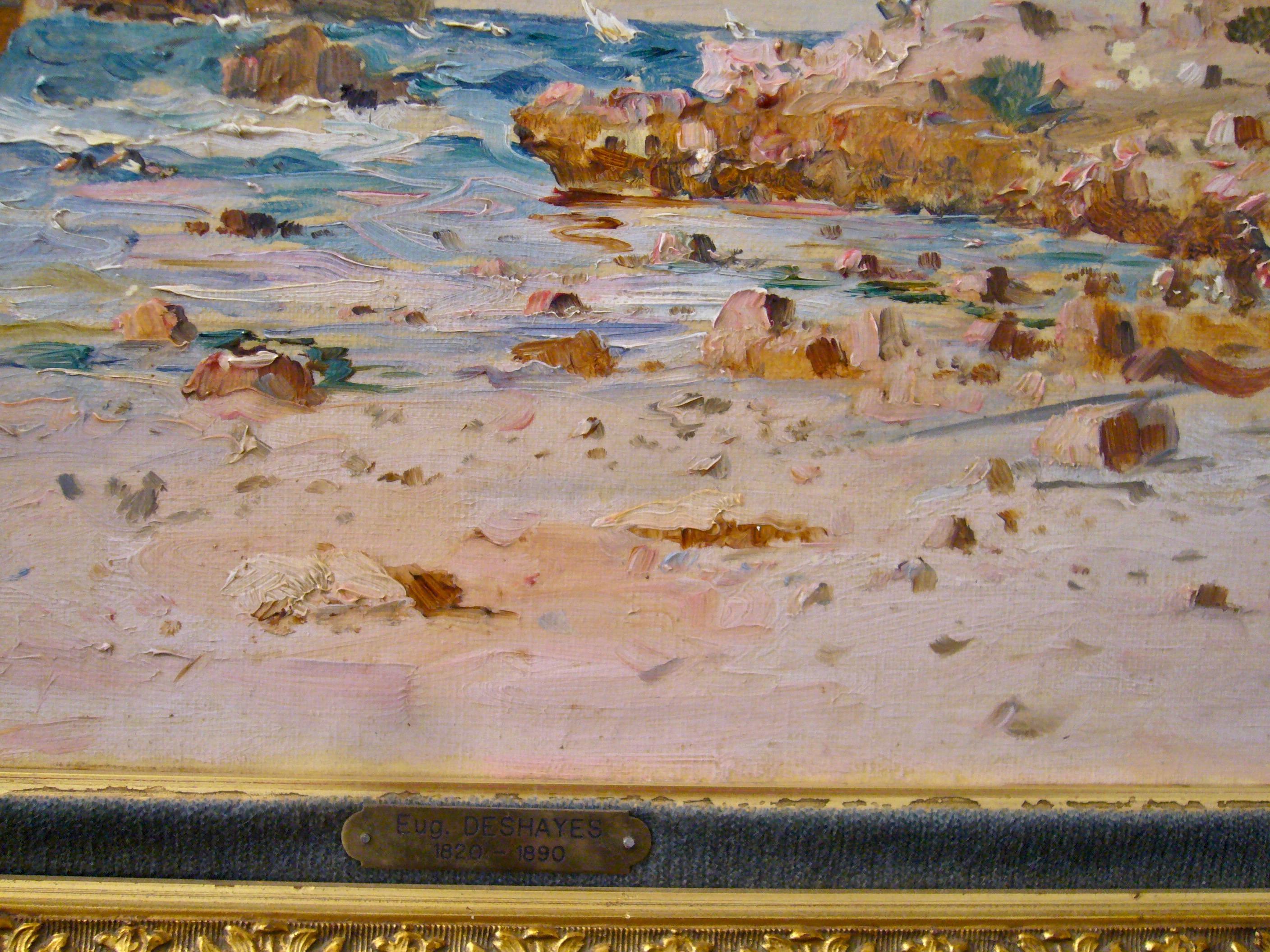 Une côte rocheuse en Normandie - 19th Century, Impressionist Landscape Painting For Sale 10