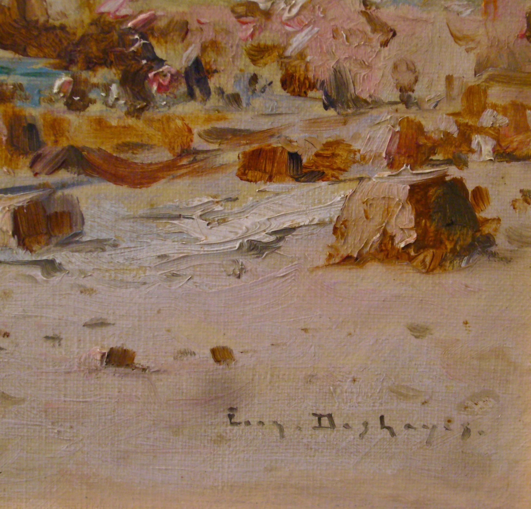 Une côte rocheuse en Normandie - 19th Century, Impressionist Landscape Painting For Sale 4