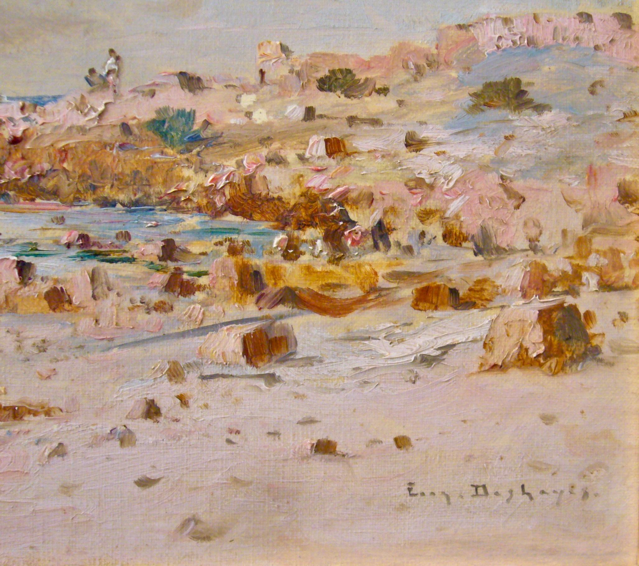 Une côte rocheuse en Normandie - 19th Century, Impressionist Landscape Painting For Sale 5