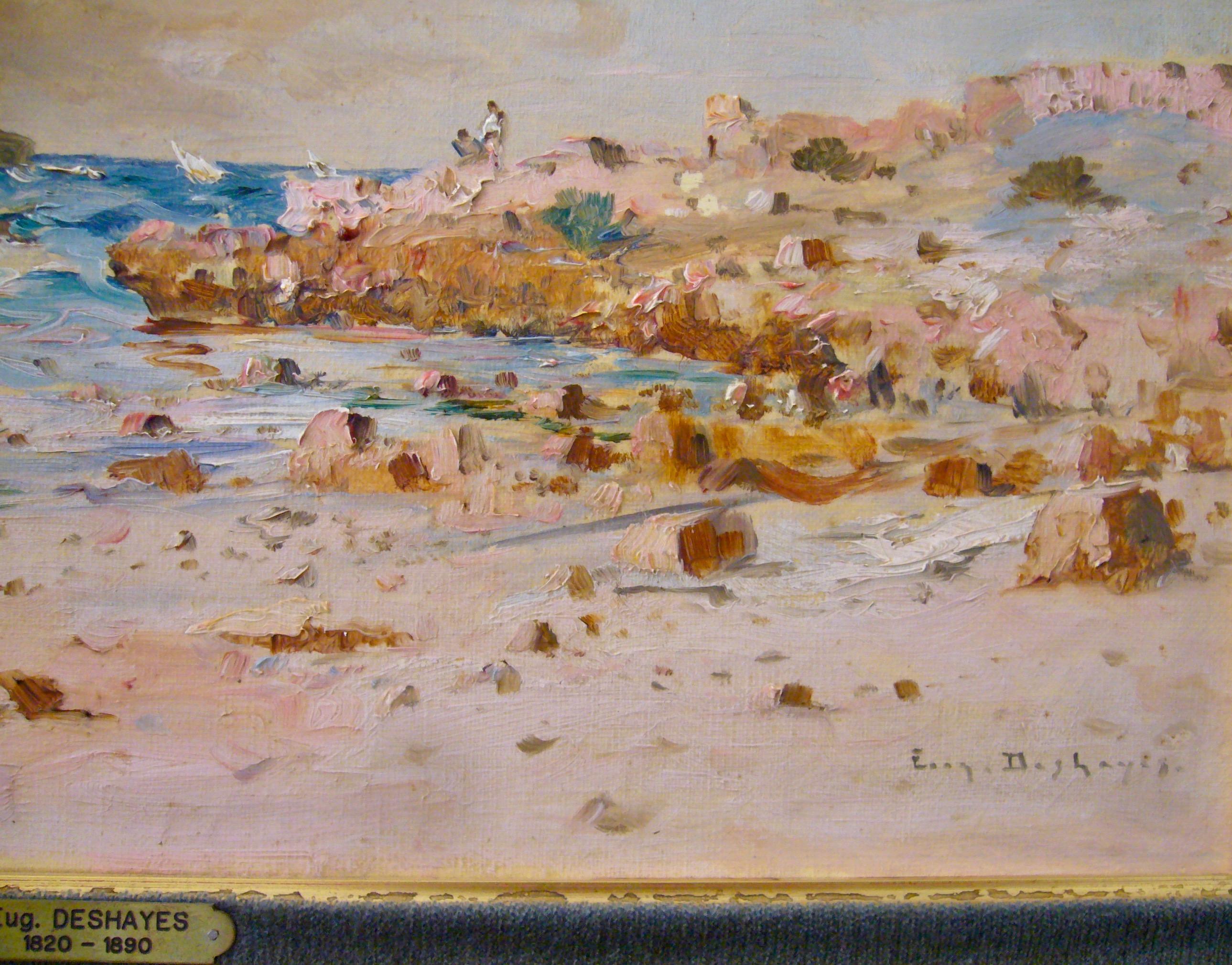 Une côte rocheuse en Normandie - 19th Century, Impressionist Landscape Painting For Sale 6