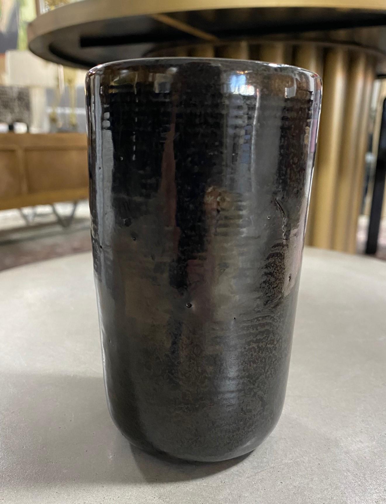 North American Eugene Deutch Signed Mid-Century Modern Studio Pottery Ceramic Vase, 1950 For Sale