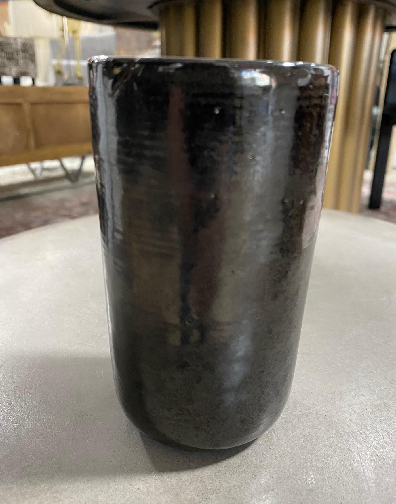 Eugene Deutch Signed Mid-Century Modern Studio Pottery Ceramic Vase, 1950 In Good Condition For Sale In Studio City, CA