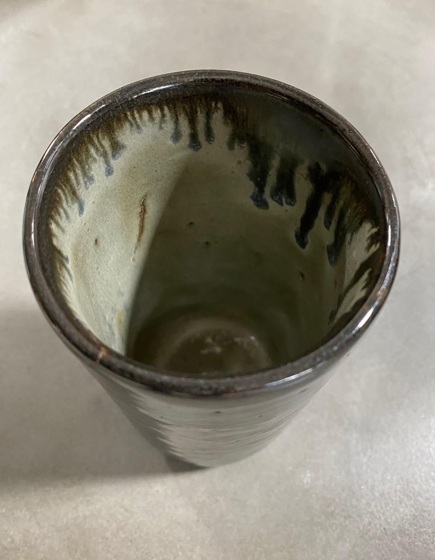 Mid-20th Century Eugene Deutch Signed Mid-Century Modern Studio Pottery Ceramic Vase, 1950 For Sale
