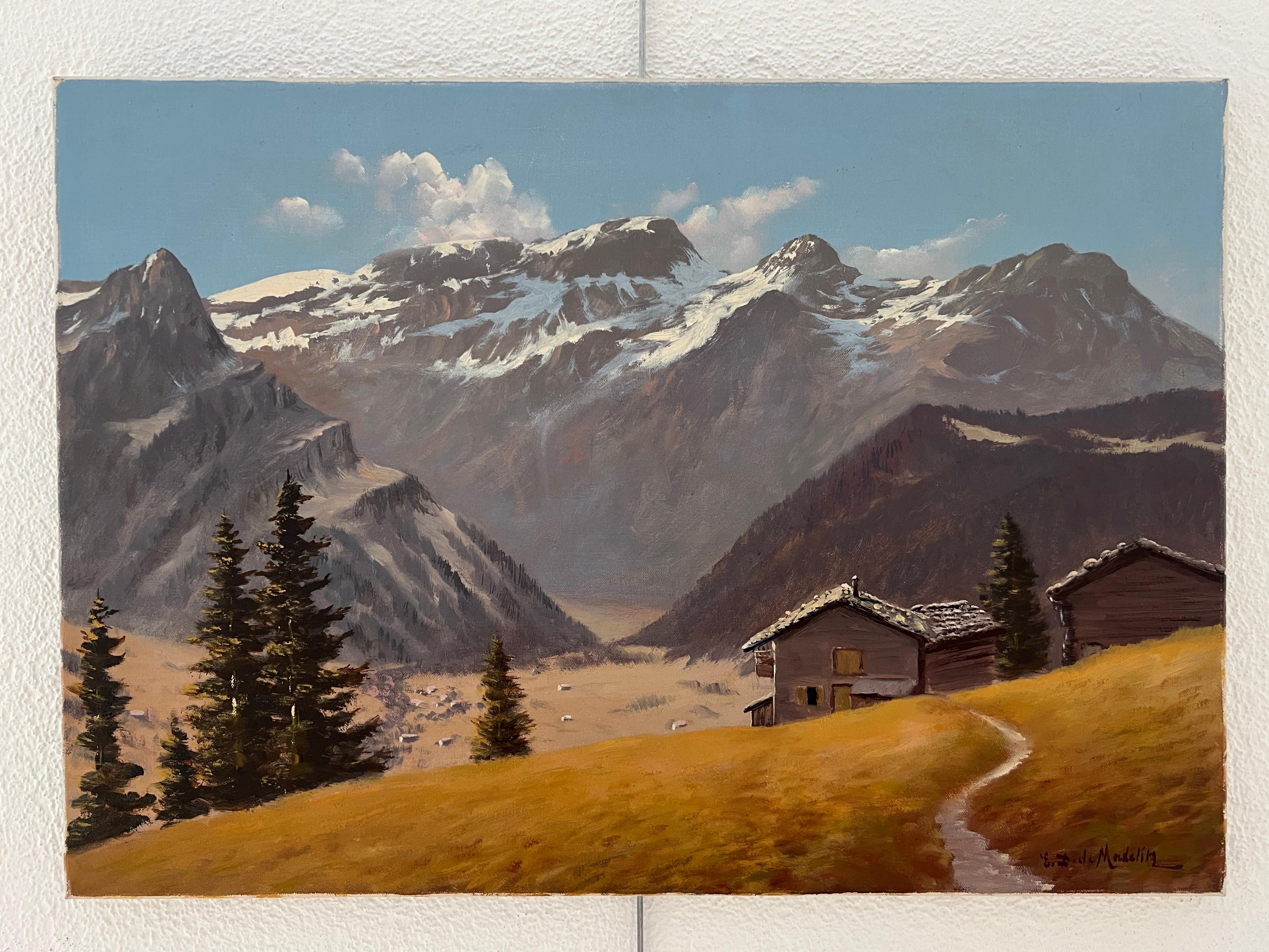 The Diablerets, The pillon pass, Switzerland - Painting by Eugène Devaud De Madelin