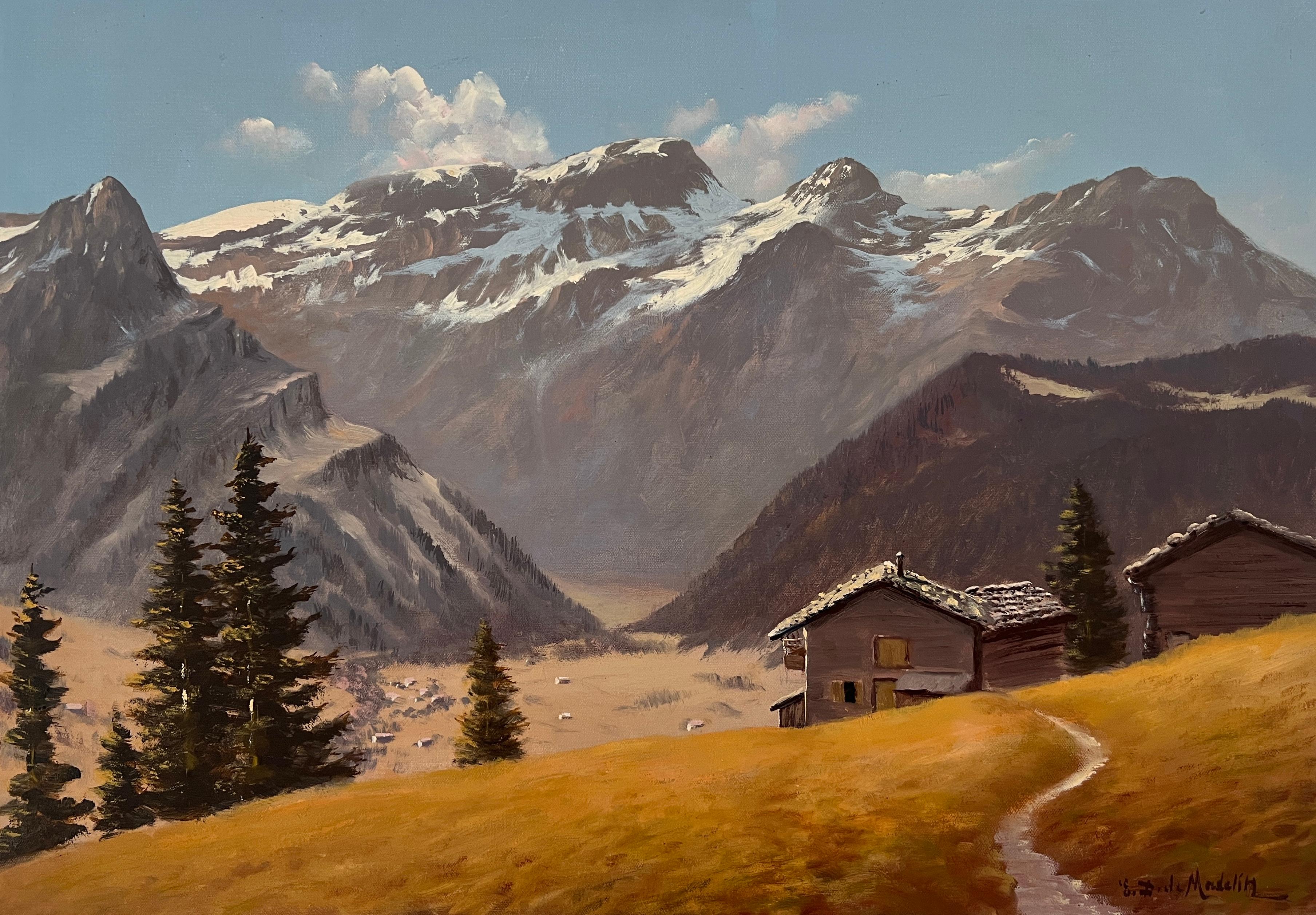 Eugène Devaud De Madelin Landscape Painting - The Diablerets, The pillon pass, Switzerland