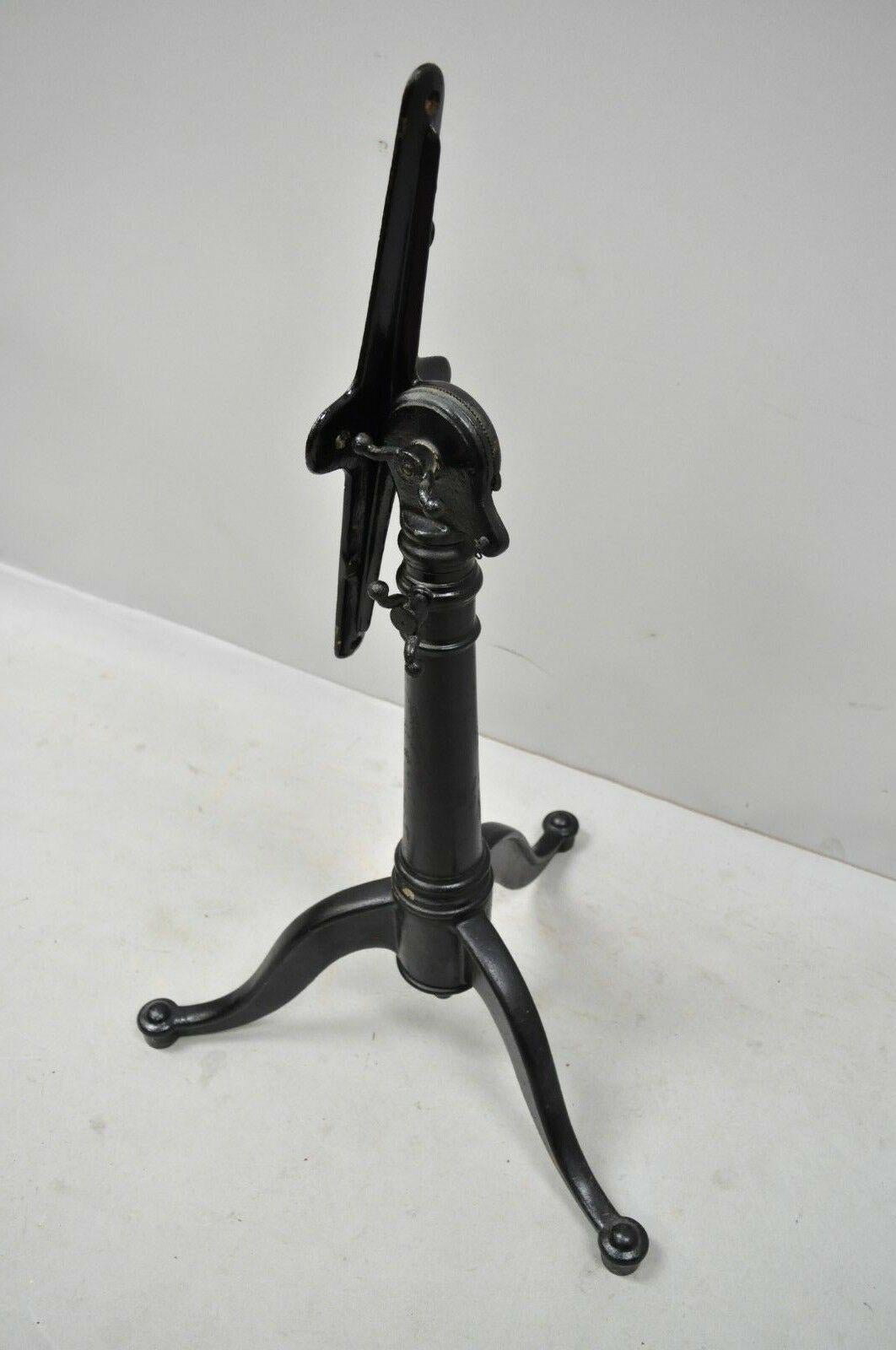 Industrial Eugene Dietzen Cast Iron Small Drafting Work Desk Tripod Base