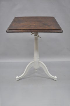 Eugene Dietzgen Cast Iron and Wood Small Drafting Work Table Desk Tripod Base