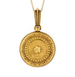 Eugène Fontenay Etruscan Revival Gold and Enamel Locket