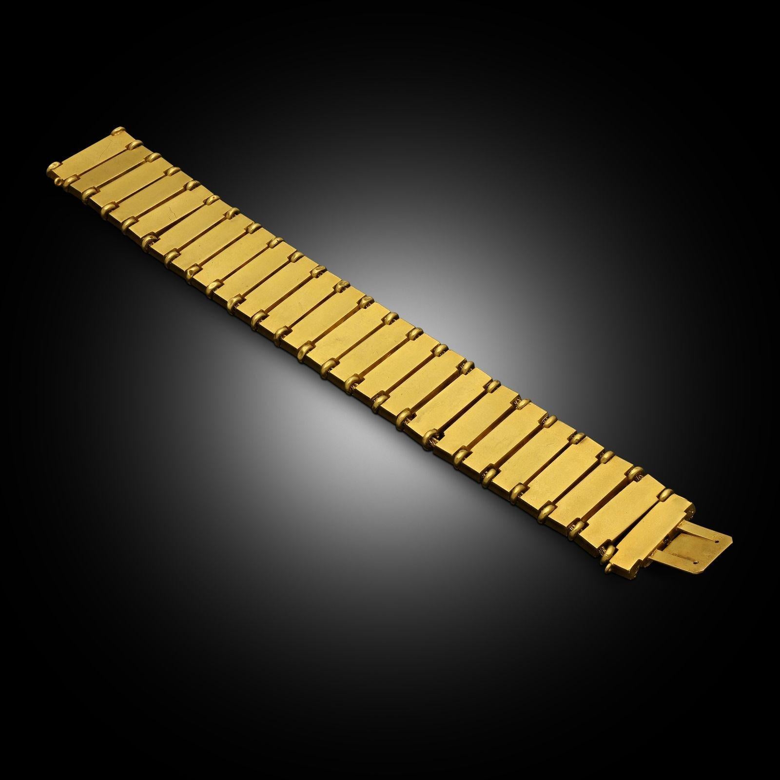 Eugene Fontenay per Mellerio Bracciale antico in oro giallo 18ct con pannello in filo metallico in vendita 2