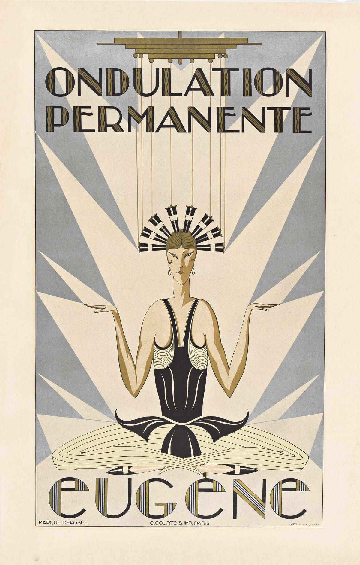 Cartel Antiguo Art Decó "Eugenio - Ondulación Permanente"