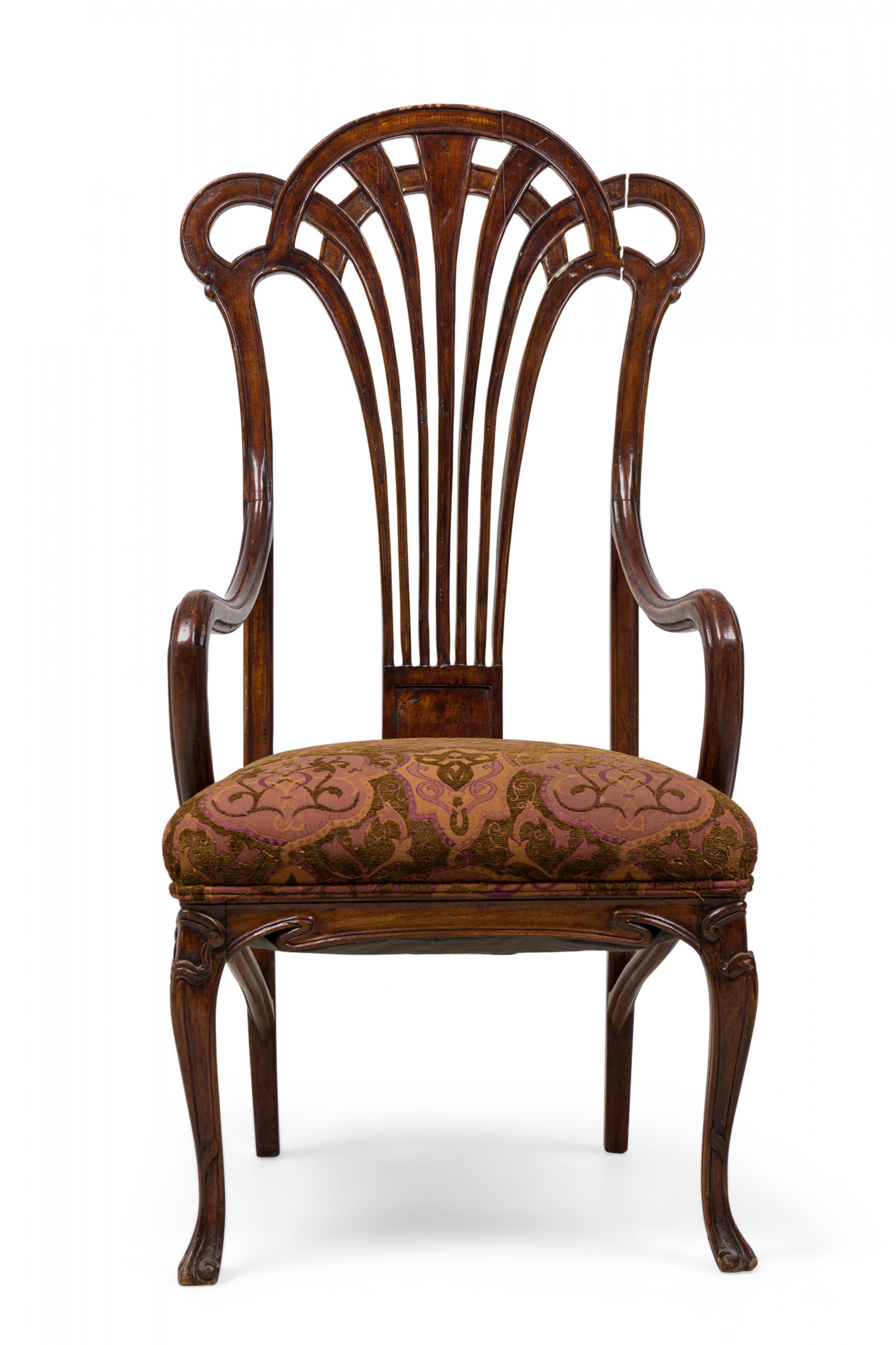 Eugene Gaillard Art Nouveau French Mahogany Upholstered Armchair In Good Condition For Sale In New York, NY