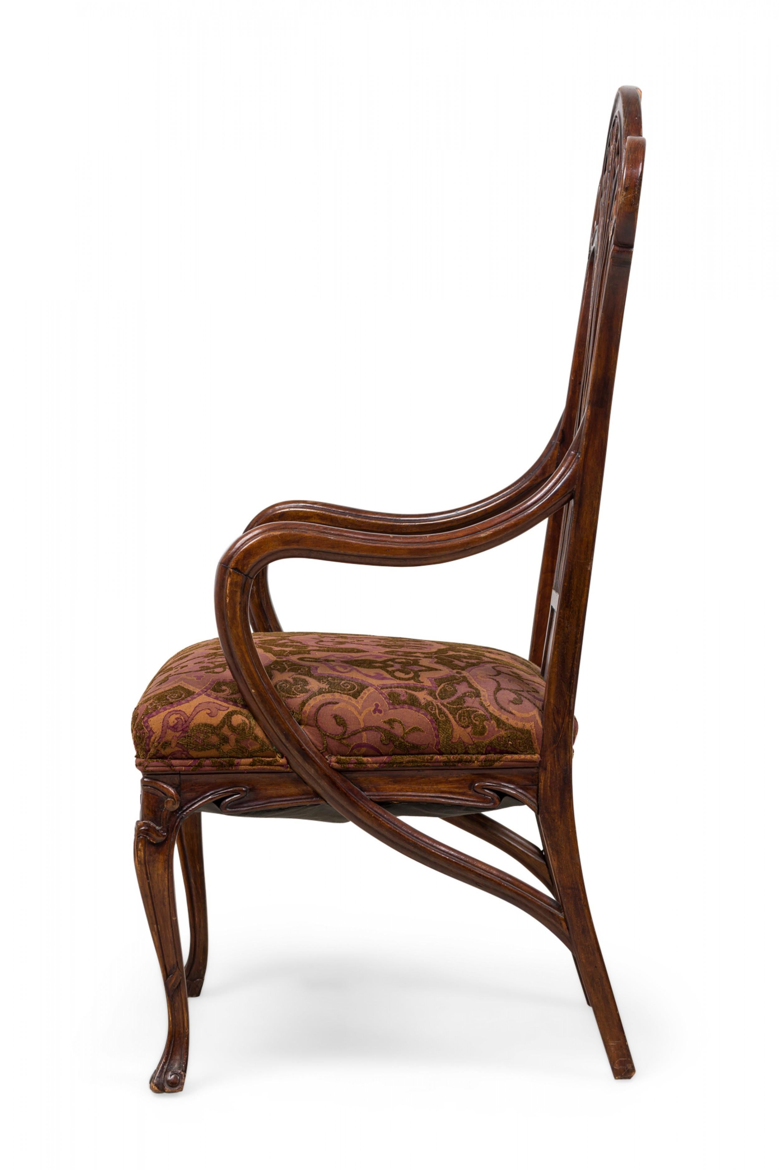 20th Century Eugene Gaillard Art Nouveau French Mahogany Upholstered Armchair For Sale