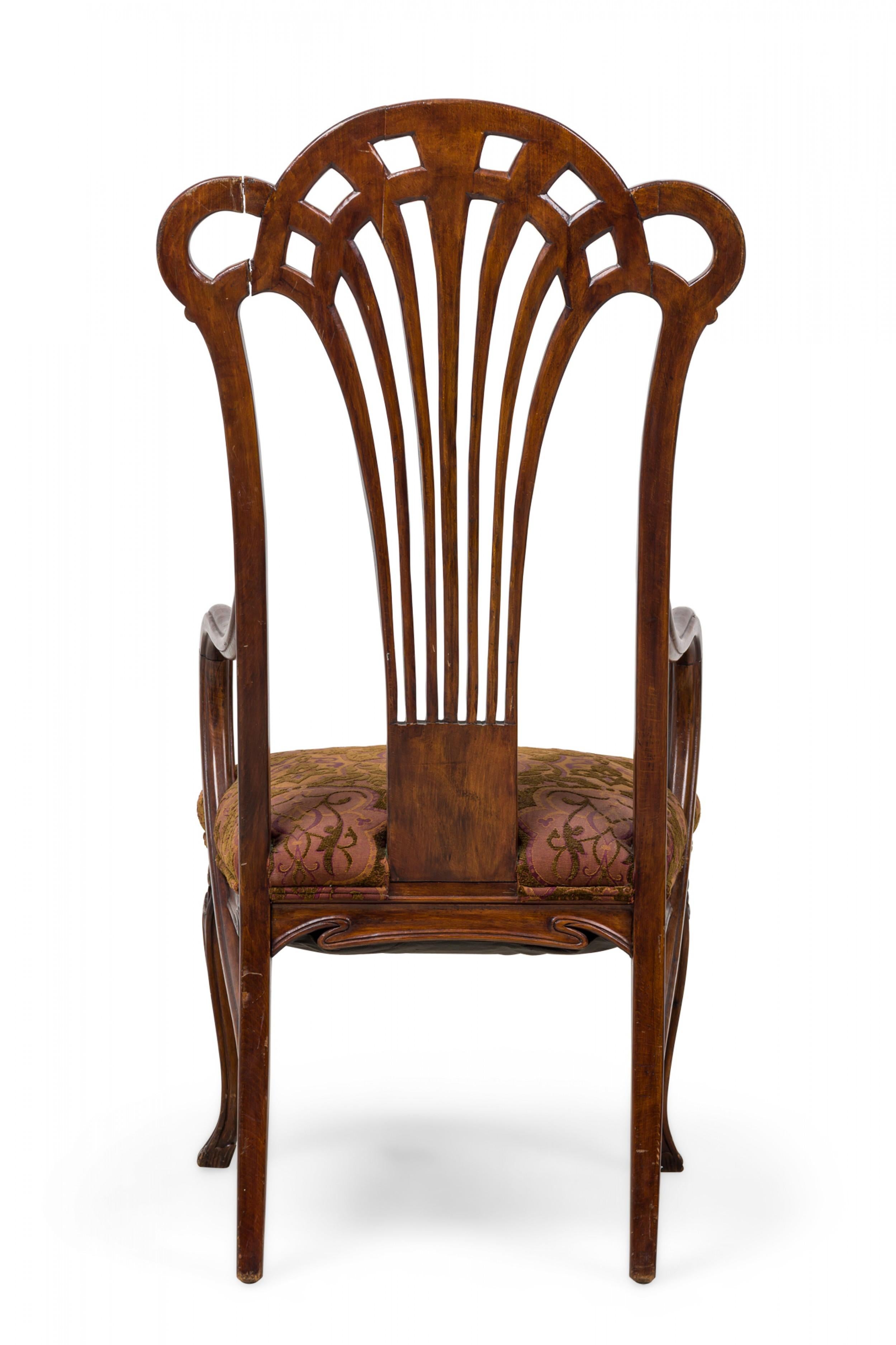 Eugene Gaillard Art Nouveau French Mahogany Upholstered Armchair For Sale 1