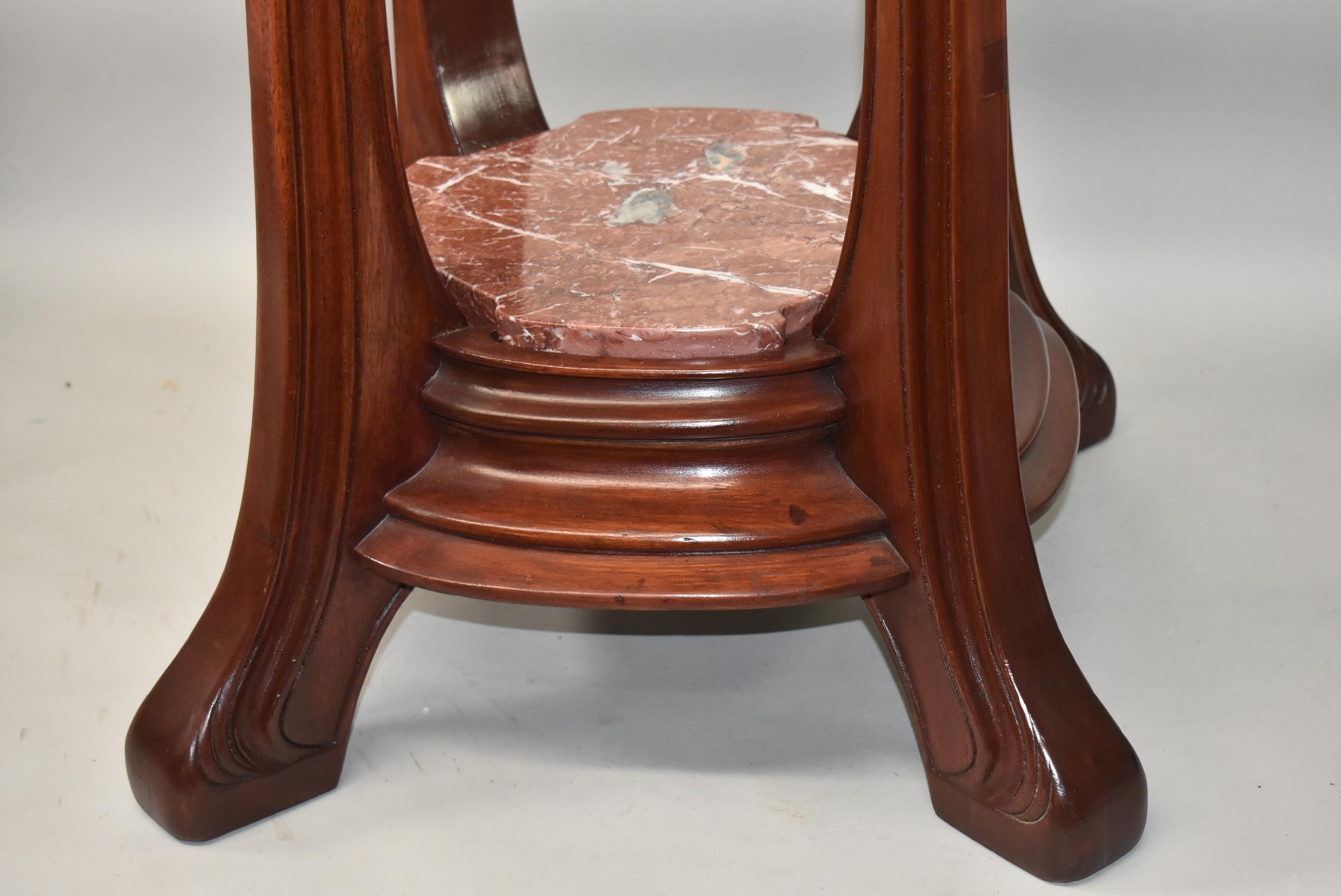 Art nouveau Eugene Gaillard Art Nouveau Mahogany and Marble Plant Stand, Pedestal, 51
