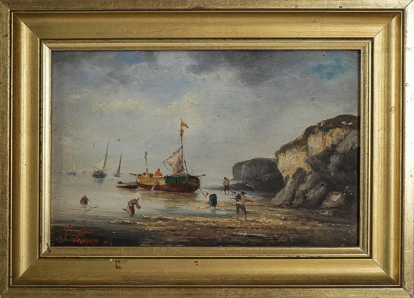 Paint Eugène Galien-Laloue, Jacques Lievin Oil on Panel, Pair of Navy Scenes, 1885
