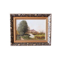Peinture de paysage ancienne sur bois signée Louis Dupuy pour Eugene Galien-Laloue