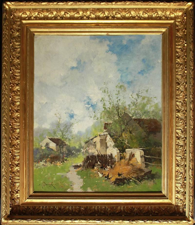 Eugene Galien-Laloue Landscape Painting - Barbizon landscape "Farmyard"