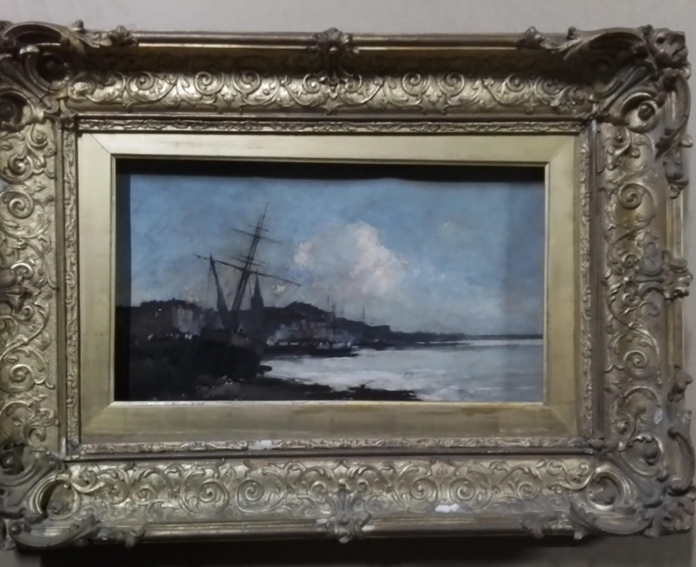 Landscape Painting di Eugene Galien-Laloue - Boat in Harbor - At The Quayside On The Flowery Coast - Galien laloue - oil -