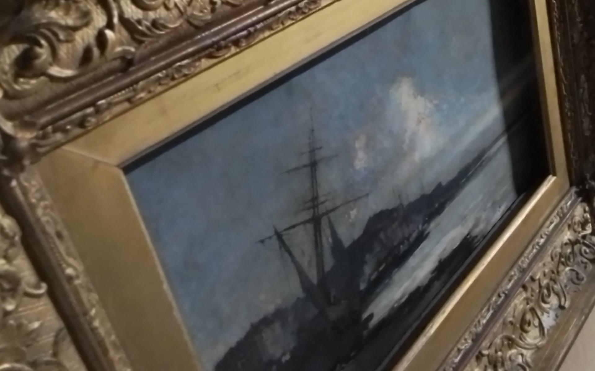 Boat in Harbor - At a Normandy harbor - Galien laloue - oil on canvas - For Sale 4