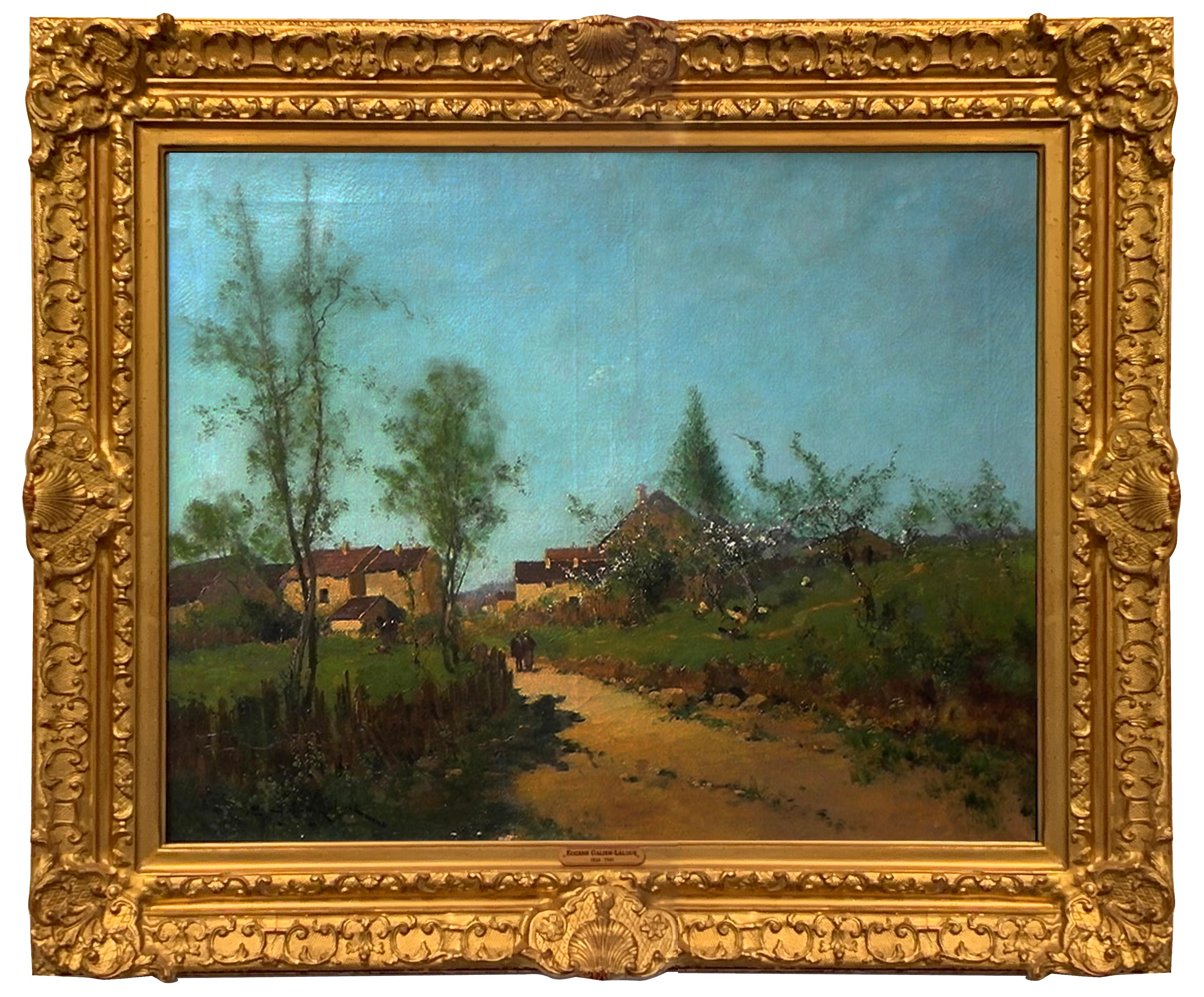 Landscape Painting Eugene Galien-Laloue - "Country Stroll", Galien-Laloue, huile sur toile, impressionnisme français vers 1932
