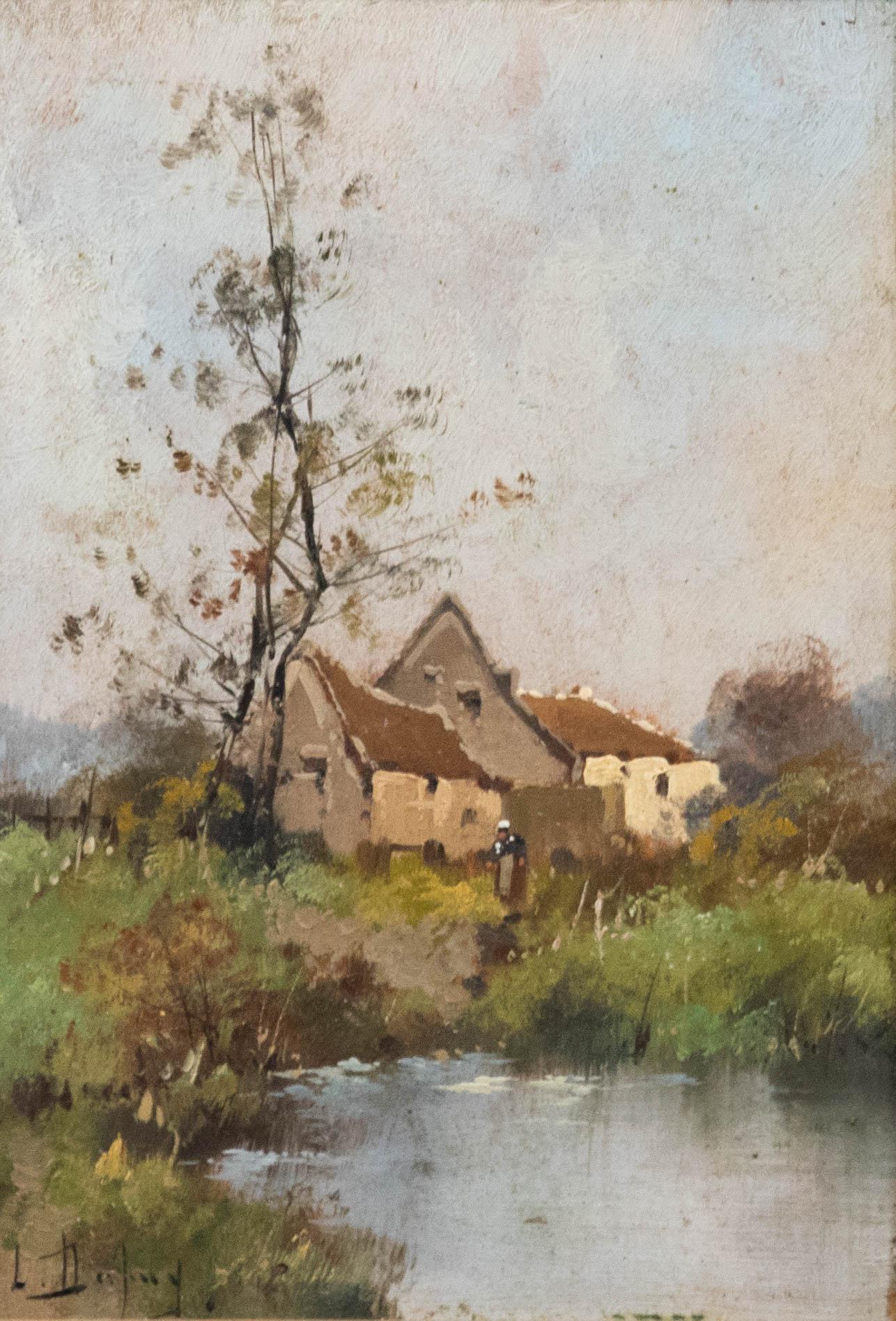 Eugene Galien-Laloue (1854-1941) - Early 20th Century Oil, Riverside Cottage For Sale 1