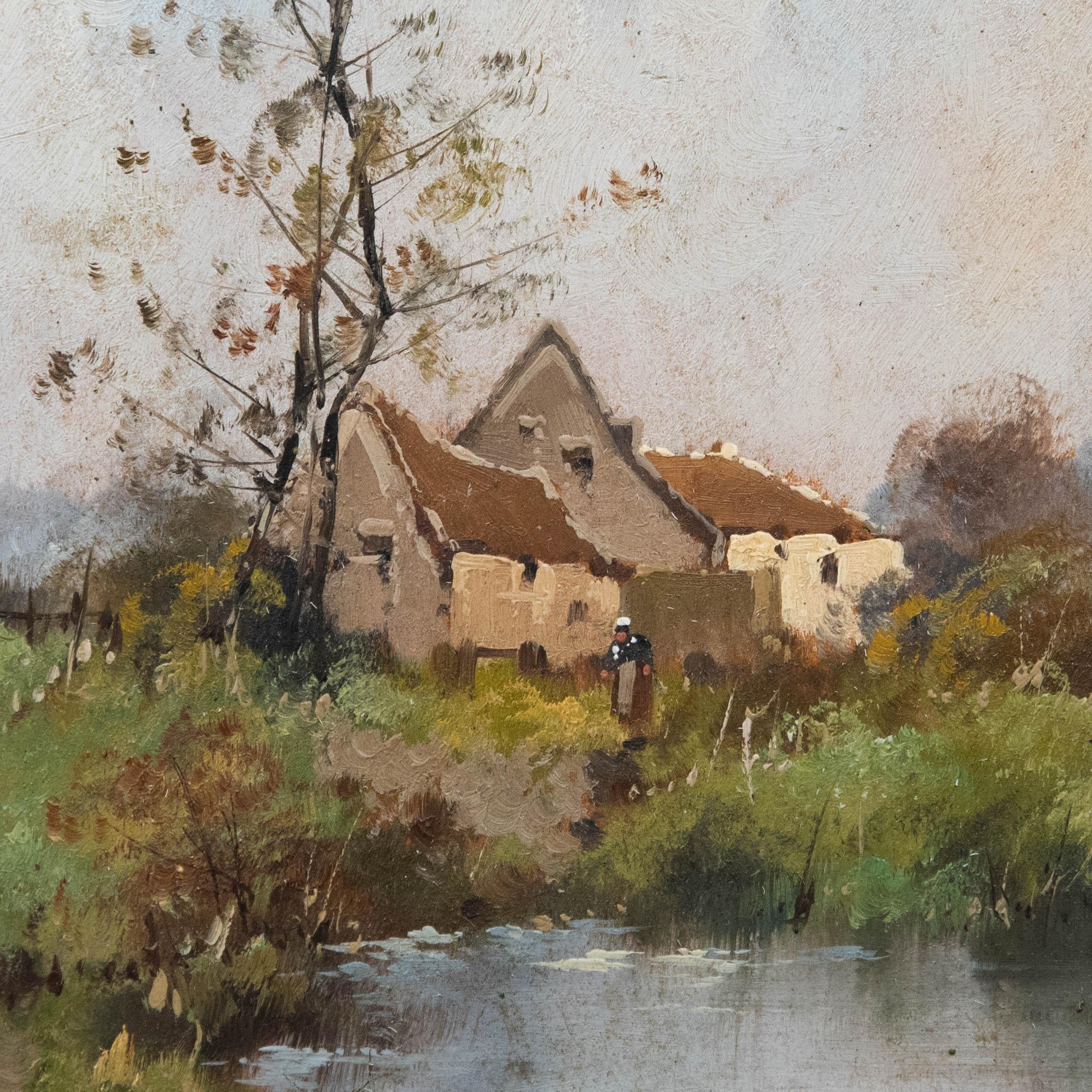 Eugene Galien-Laloue (1854-1941) - Early 20th Century Oil, Riverside Cottage For Sale 3