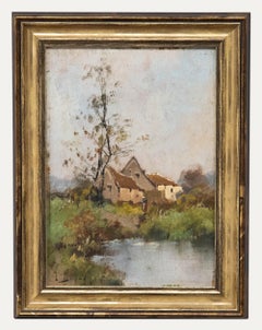 Eugene Galien-Laloue (1854-1941) - Huile du début du 20e siècle, cottage de bord de rivière