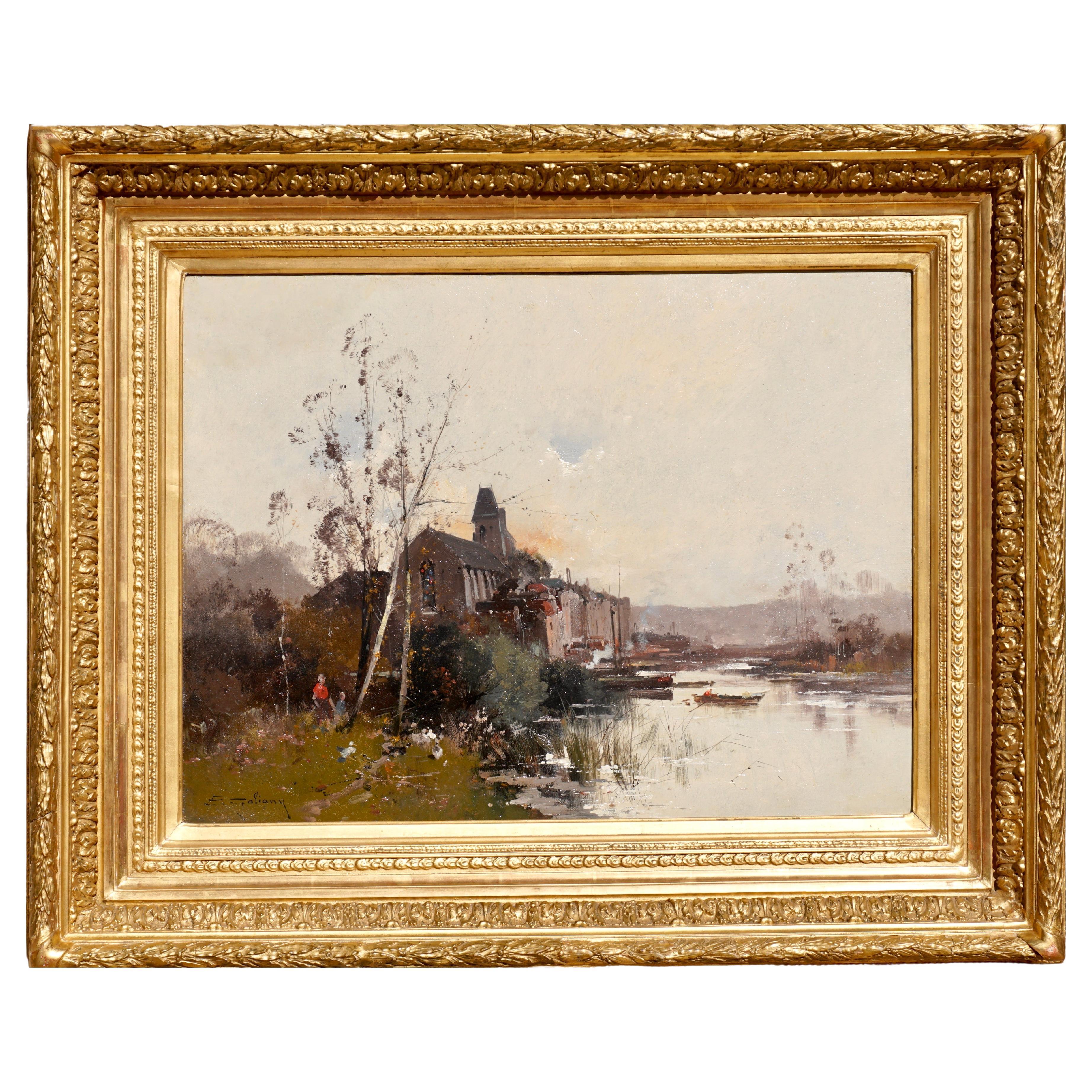 Eugene Galien-Laloue Landscape Painting - Eugene Galien Laloue Large Landscape Oil painting
