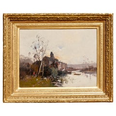 Antique Eugene Galien Laloue Large Landscape Oil painting