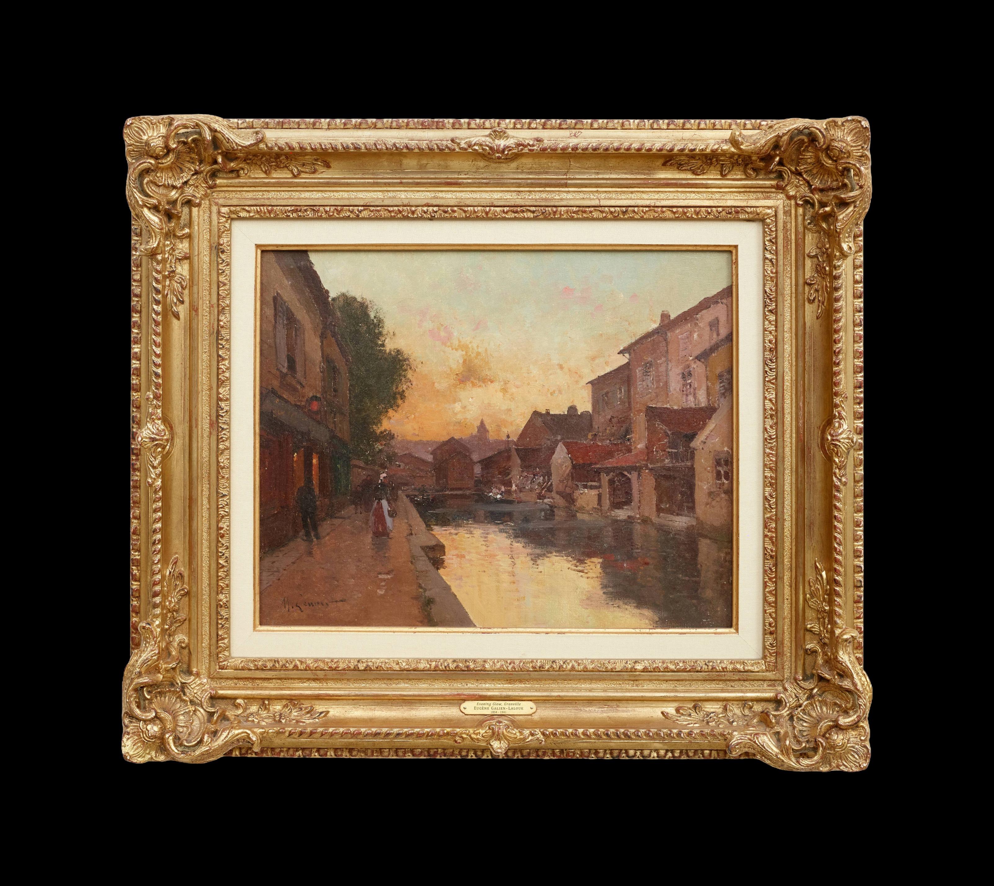 Abendglühen, Granville, Pariser Straßenszene impressionistische Malerei, Sonnenuntergang (Impressionismus), Painting, von Eugene Galien-Laloue