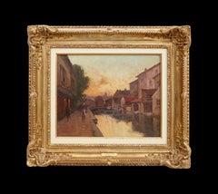 Evening Glow, Granville, Paris Street Scene impressionist Painting, Sunset